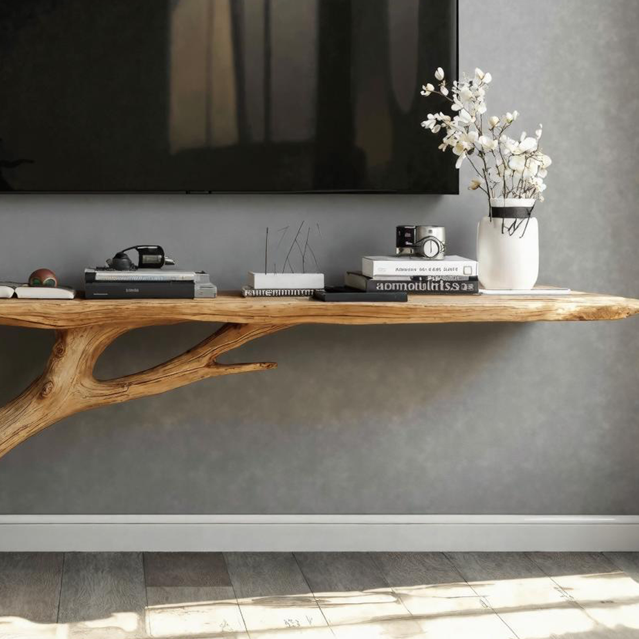 Rustic Natural Wood TV Console For Entryway And Hallway SILDTTVC026