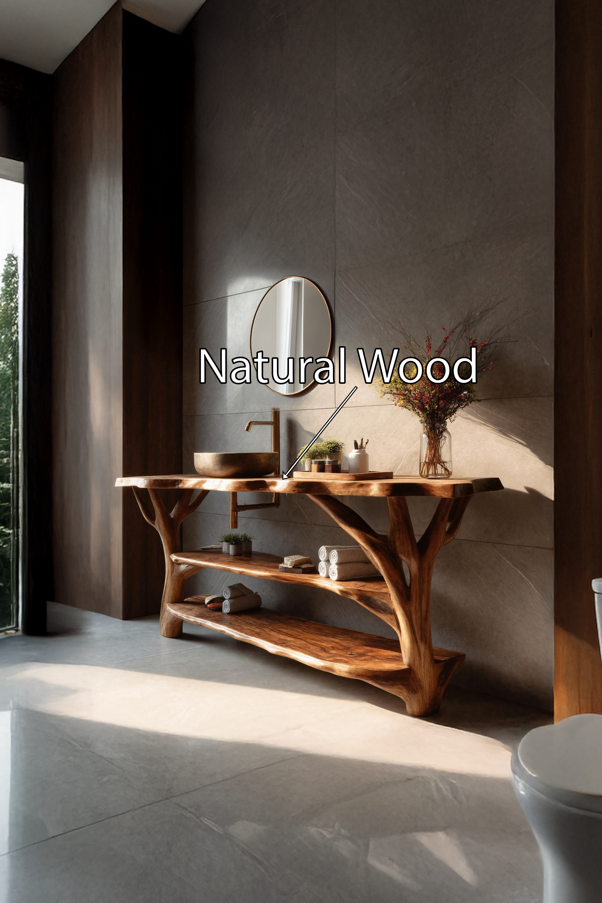 Farmhouse Wooden Live Edge Bathroom Vanity For Farmhouse Home Bathroom SILDTTRBRV067