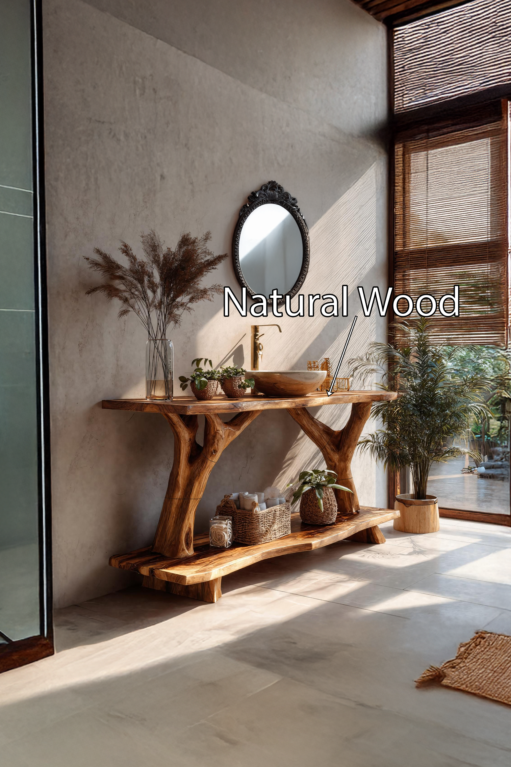 Farmhouse Wooden Live Edge Bathroom Vanity For Country Bathroom Interior SILDTTRBRV091