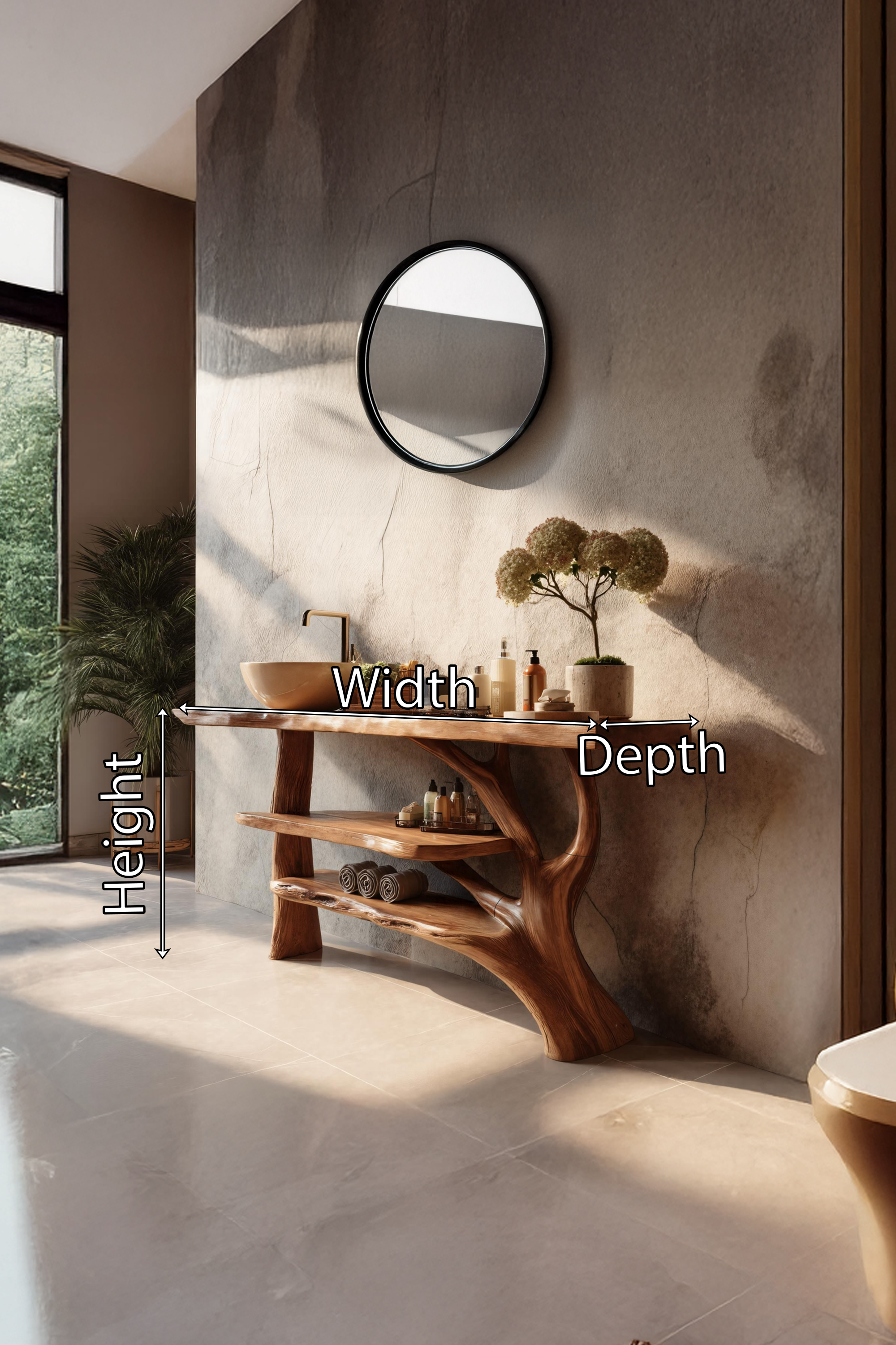 Farmhouse Wooden Live Edge Bathroom Vanity For Rustic Bathroom Decor SILDTTRBRV059