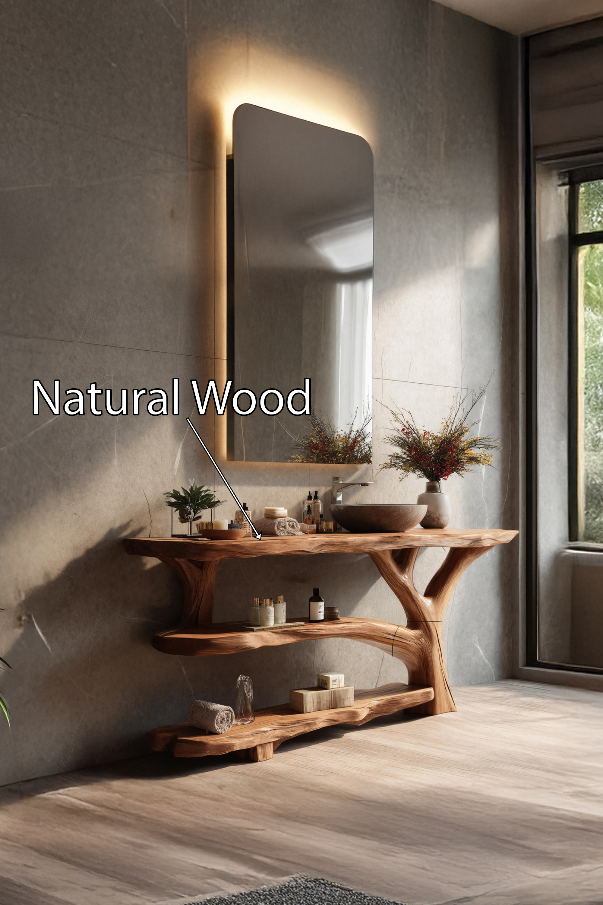 Handcrafted Live Edge Tree Trunk Vanity For Stylish Bathroom Home Furniture SILDTTRBRV065