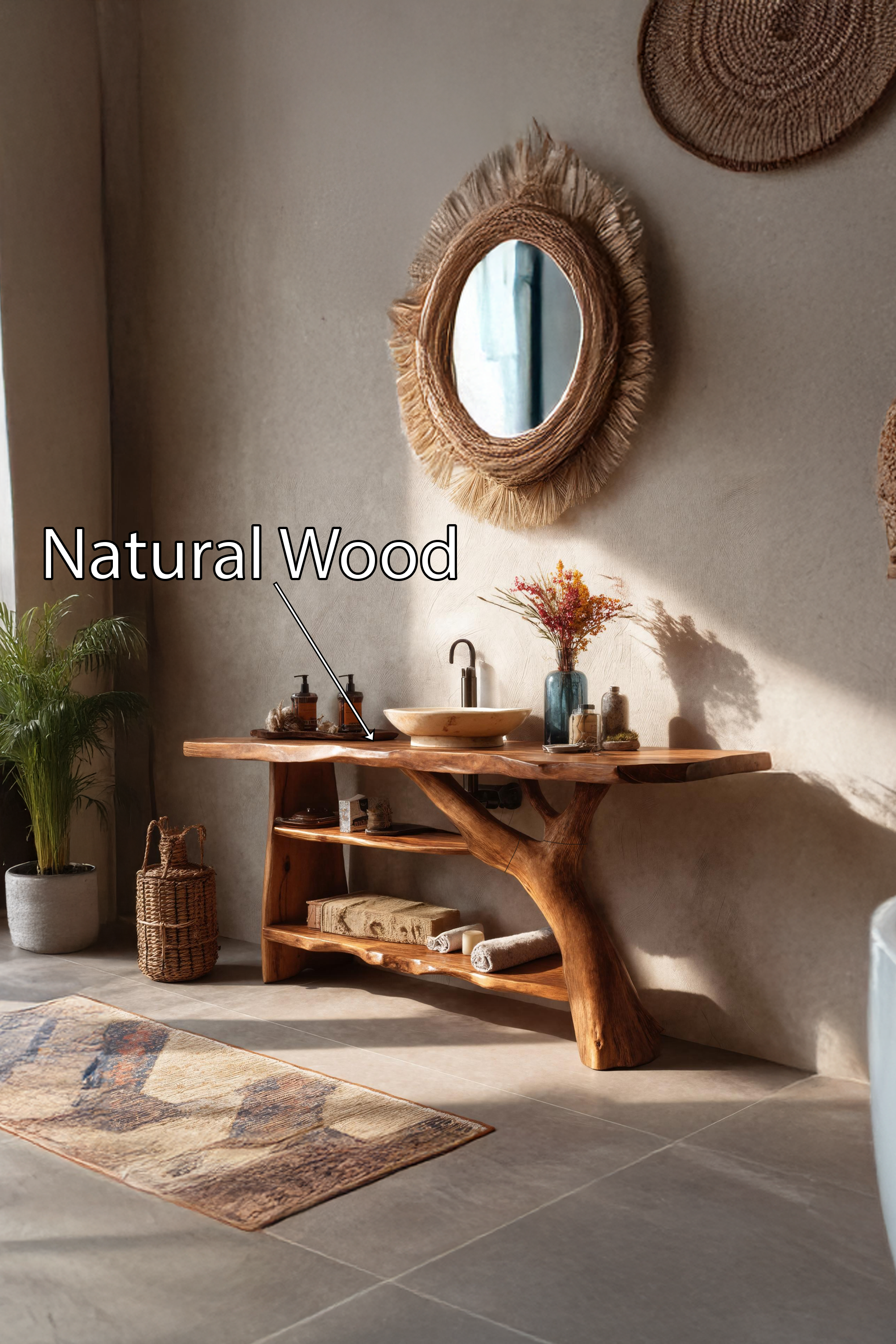 Handcrafted Solid Wood Bathroom Vanity For Modern Rustic Bathroom Design SILDTTRBRV072