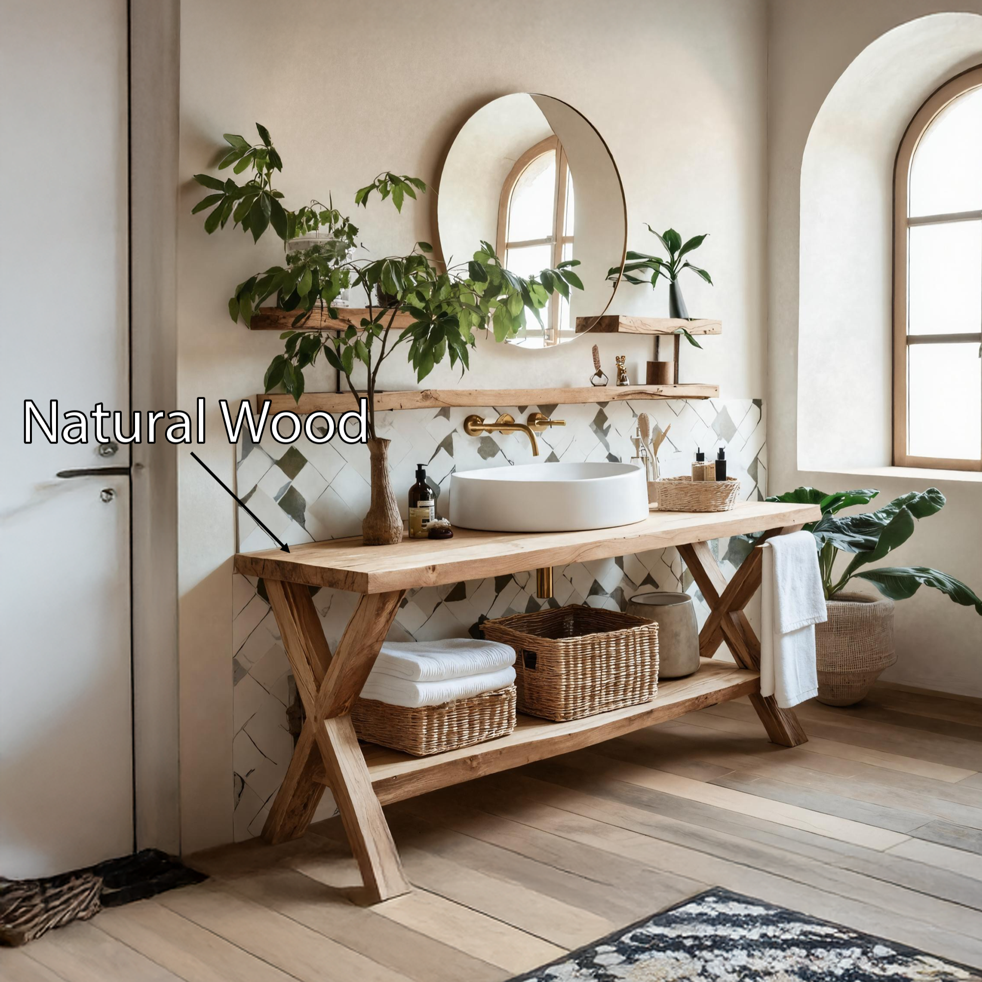 Rustic Wooden Vanity For Natural Bathroom Interiors SILDTTRBRV042