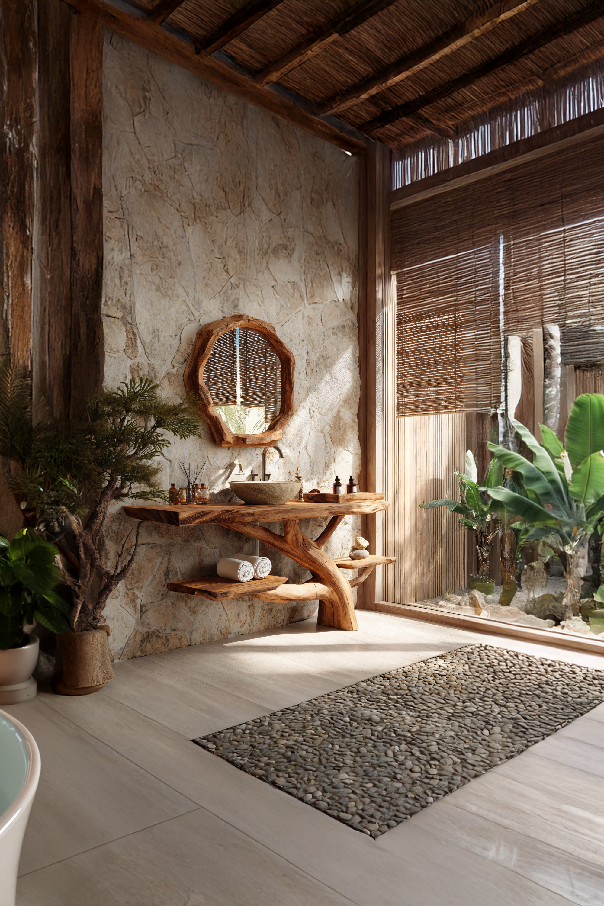 Handcrafted Wooden Live Edge Bathroom Vanity For Luxury Bathroom Decor SILDTTNBRV021