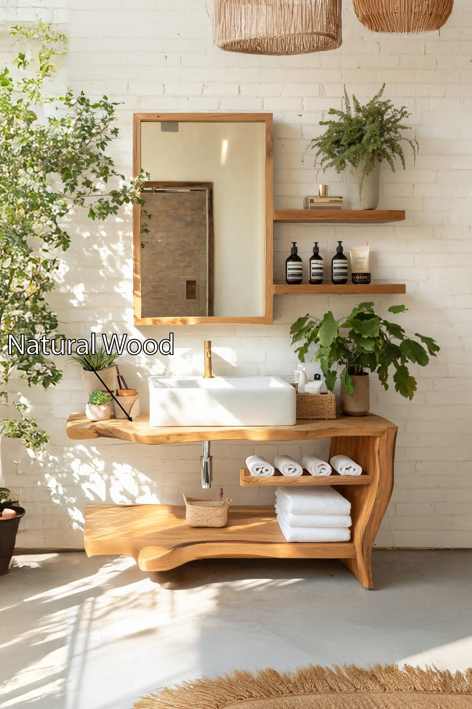 Rustic Wooden Vanity Space For Bathroom Use SILDTTRBRV058