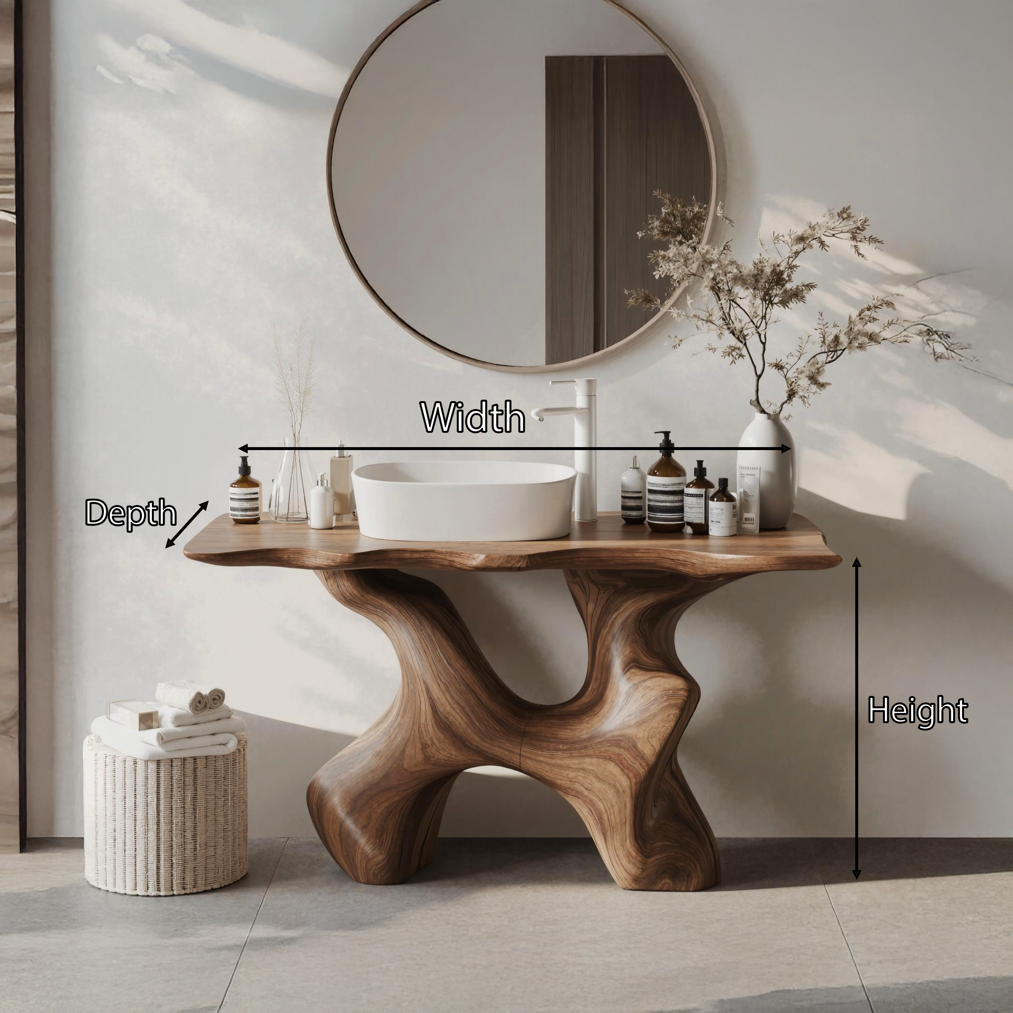 Rustic Solid Wood Vanity For Handmade Bathroom Look SILDTTRBRV007