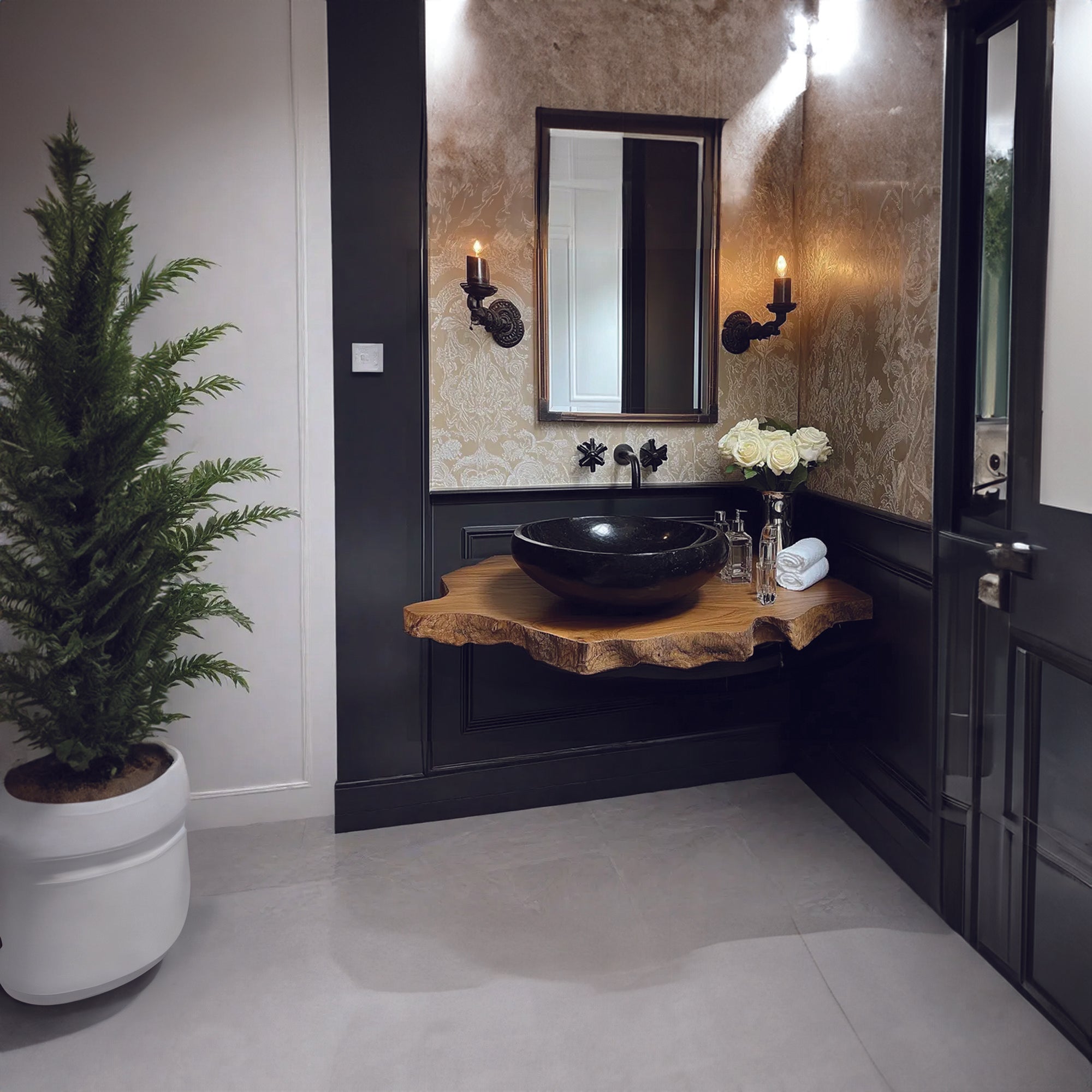 Rustic Edge Shelf Bathroom Vanity Shelf Handmade Gift SINLBRV034