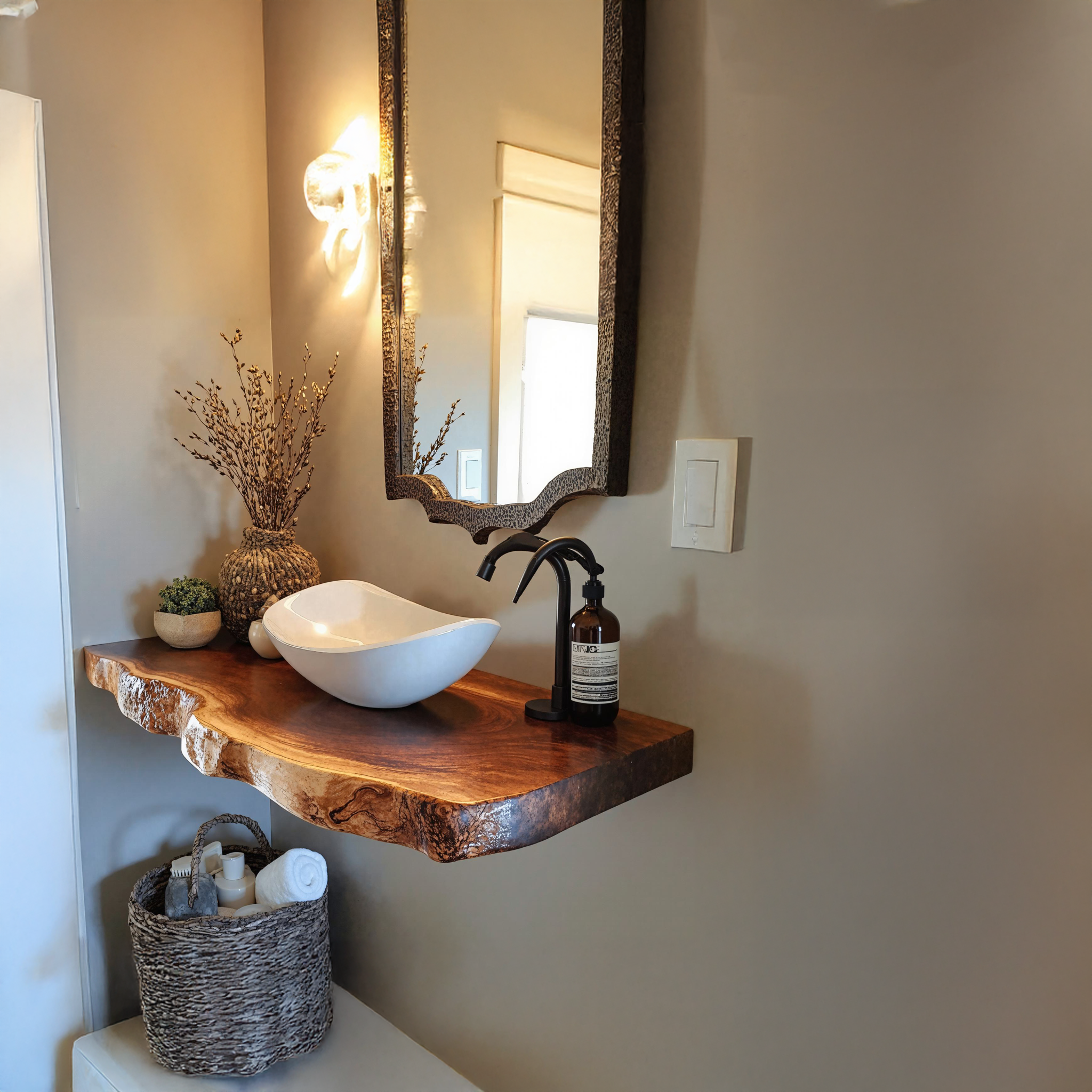 Handcrafted Bathroom Vanity Shelf Rustic SILDTBRV036