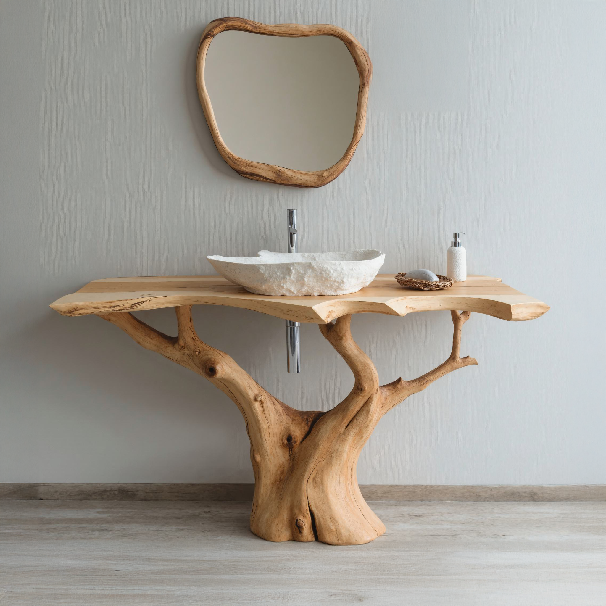 Rustic Wood Bathroom Vanity In Minimalist Design SILDTBRV108