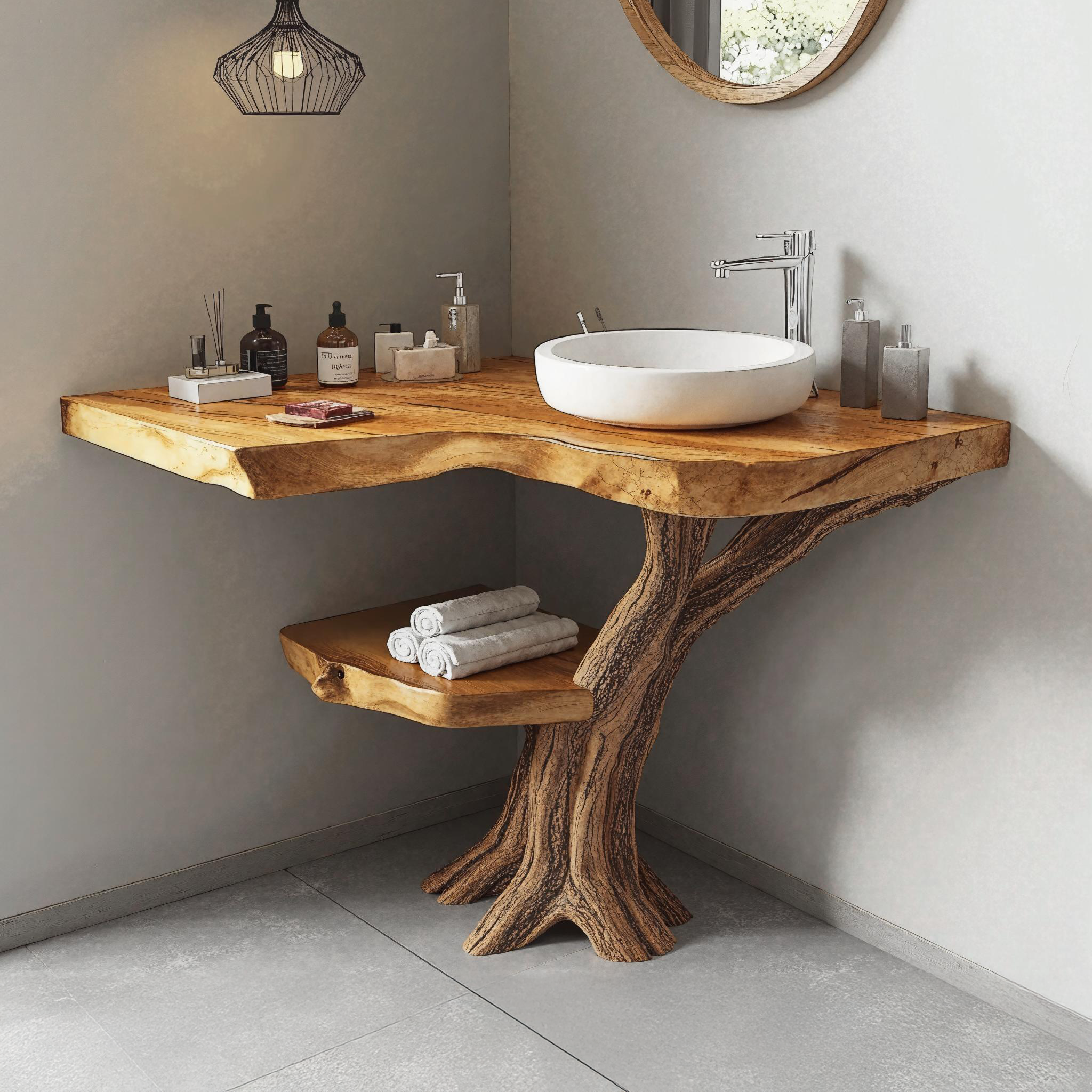 Narrow Corner Bathroom Vanity Built In Sink For Small Bathrooms SILDTBRV169