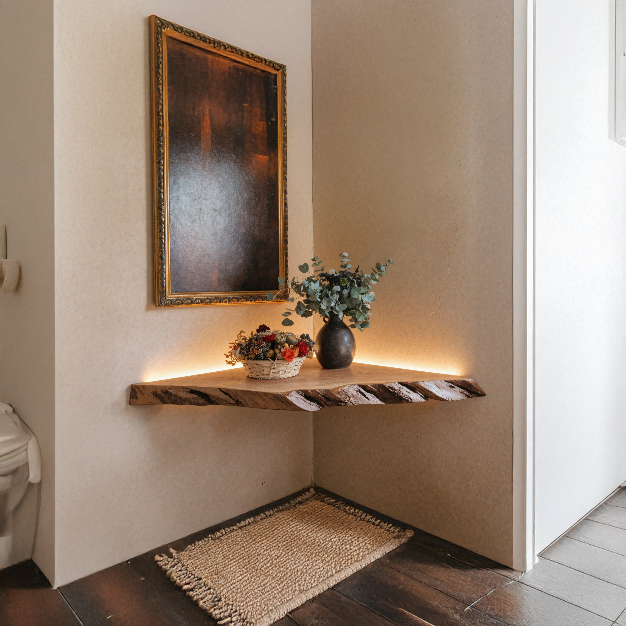 Handcrafted Floating Corner Bathroom Vanity SILDTBRV075