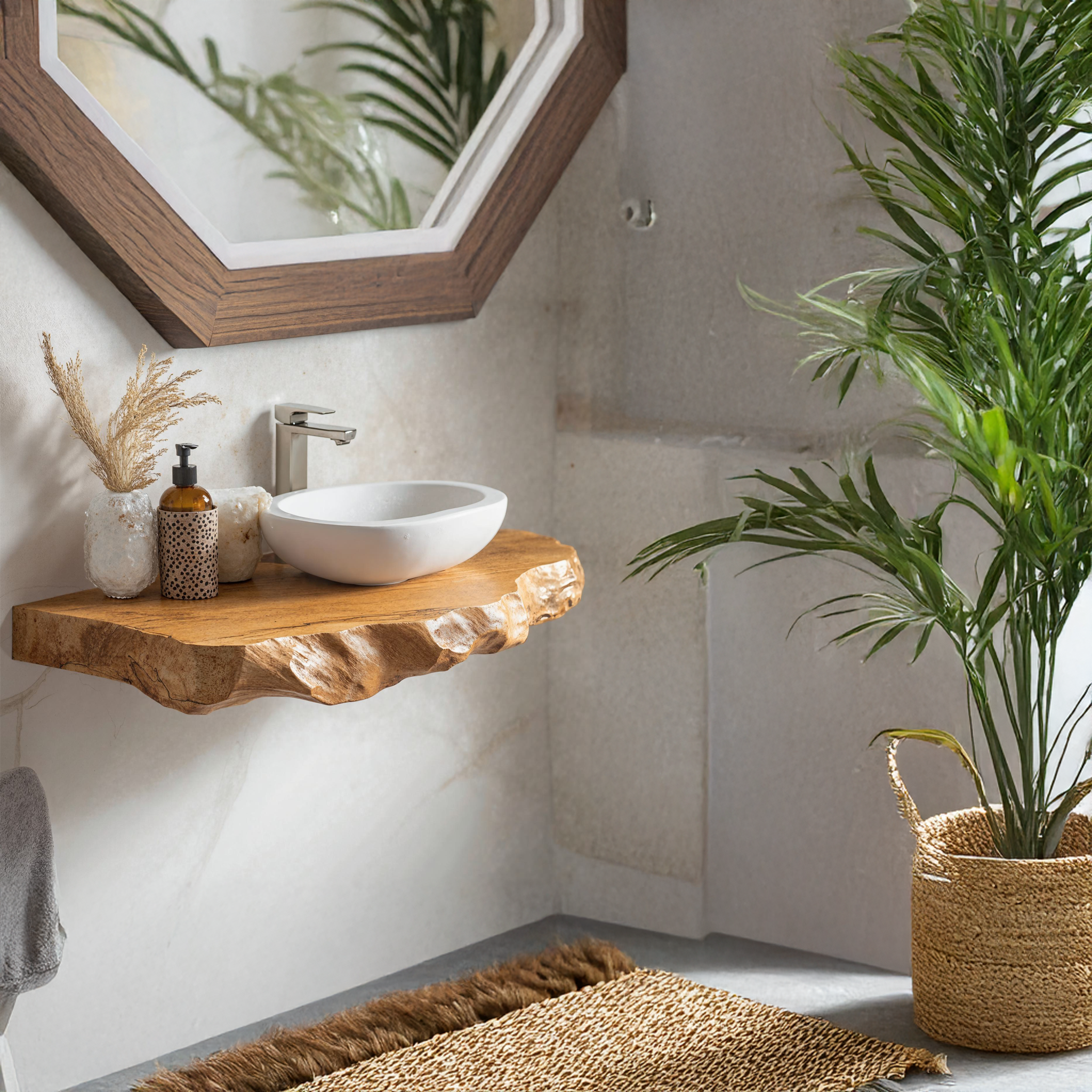 Rustic Floating Bathroom Vanity Shelf SILDTBRV043