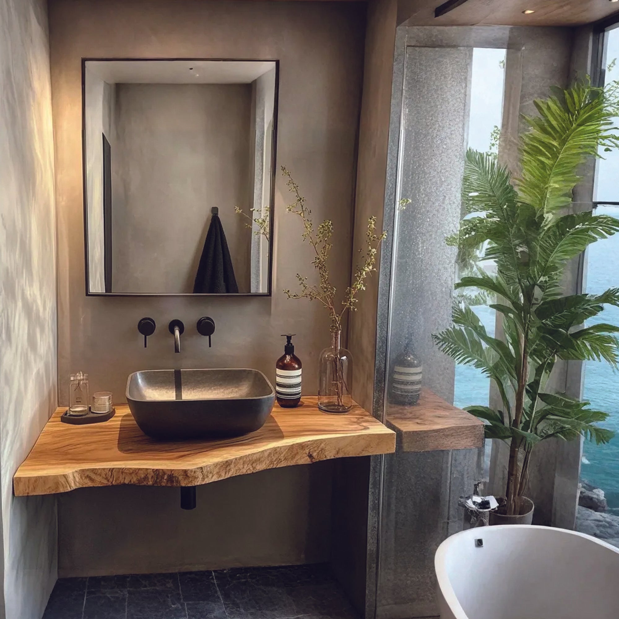 Rustic Minimalist Wooden Vanity Shelf Bedroom SINLBRV044