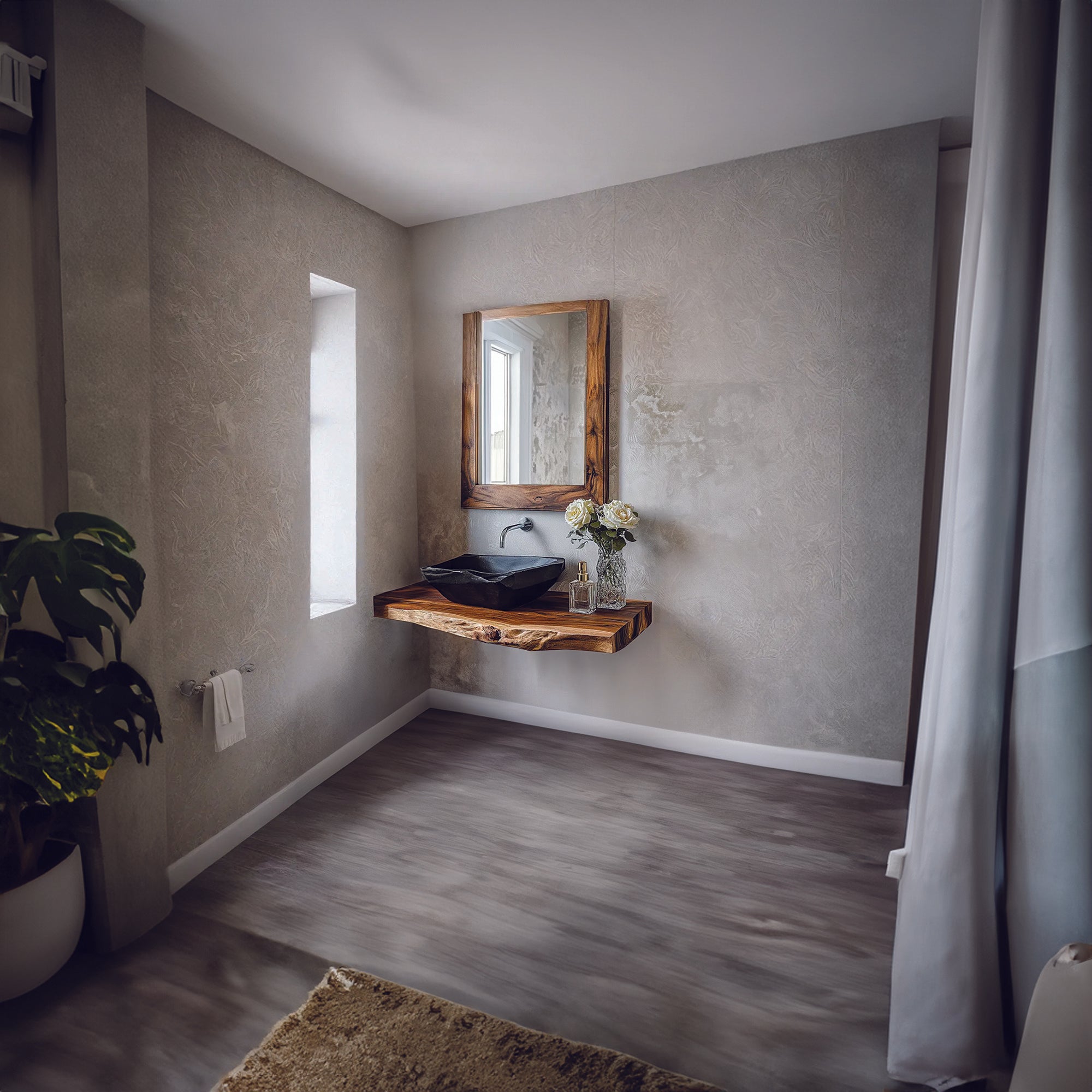 Solid Wood Bathroom Shelf Custom Floating Shelf Wall Mounted SINLBRV039