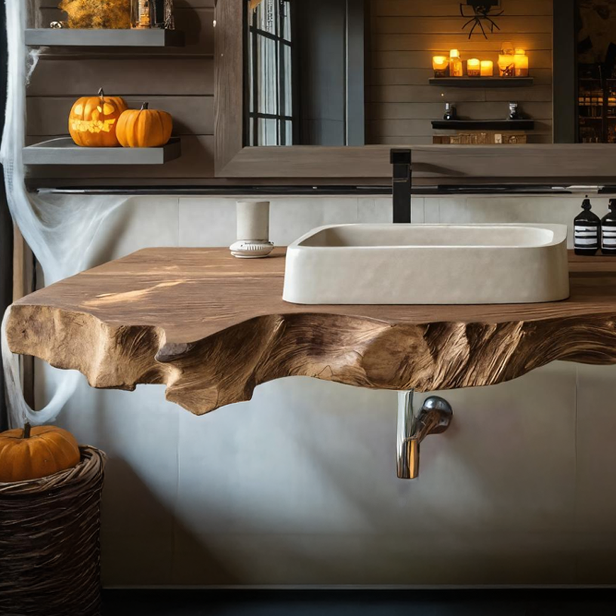 Mid Century Solid Wood Bathroom Shelf For Bathroom Halloween Decoration SILDTTRHBS005