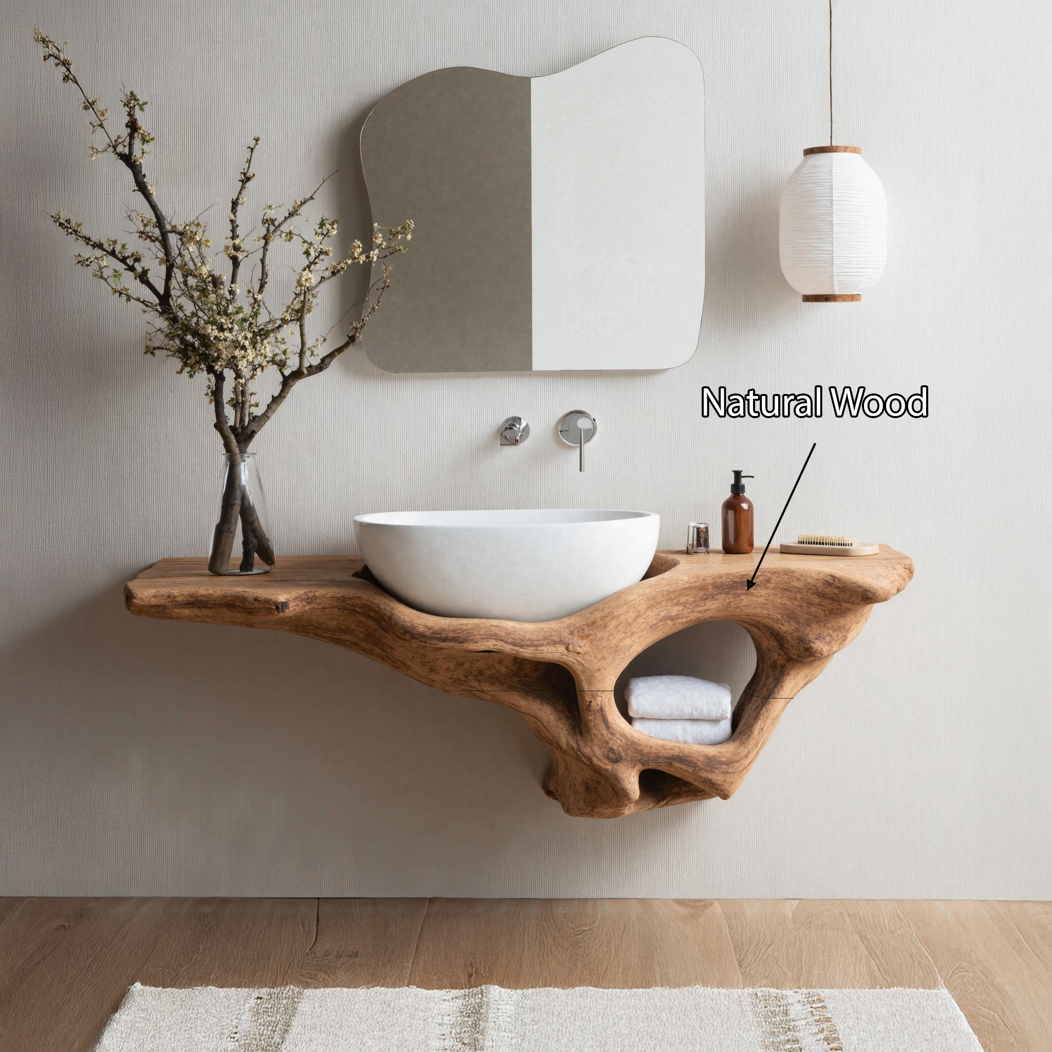 Mid Century Live Edge Vanity Bathroom Decor Accents SILDTTNBAS006