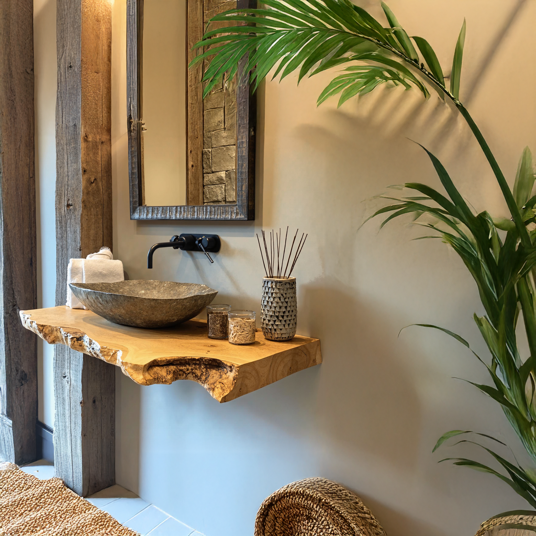 Rustic Floating Bathroom Vanity Shelf SILDTBRV042