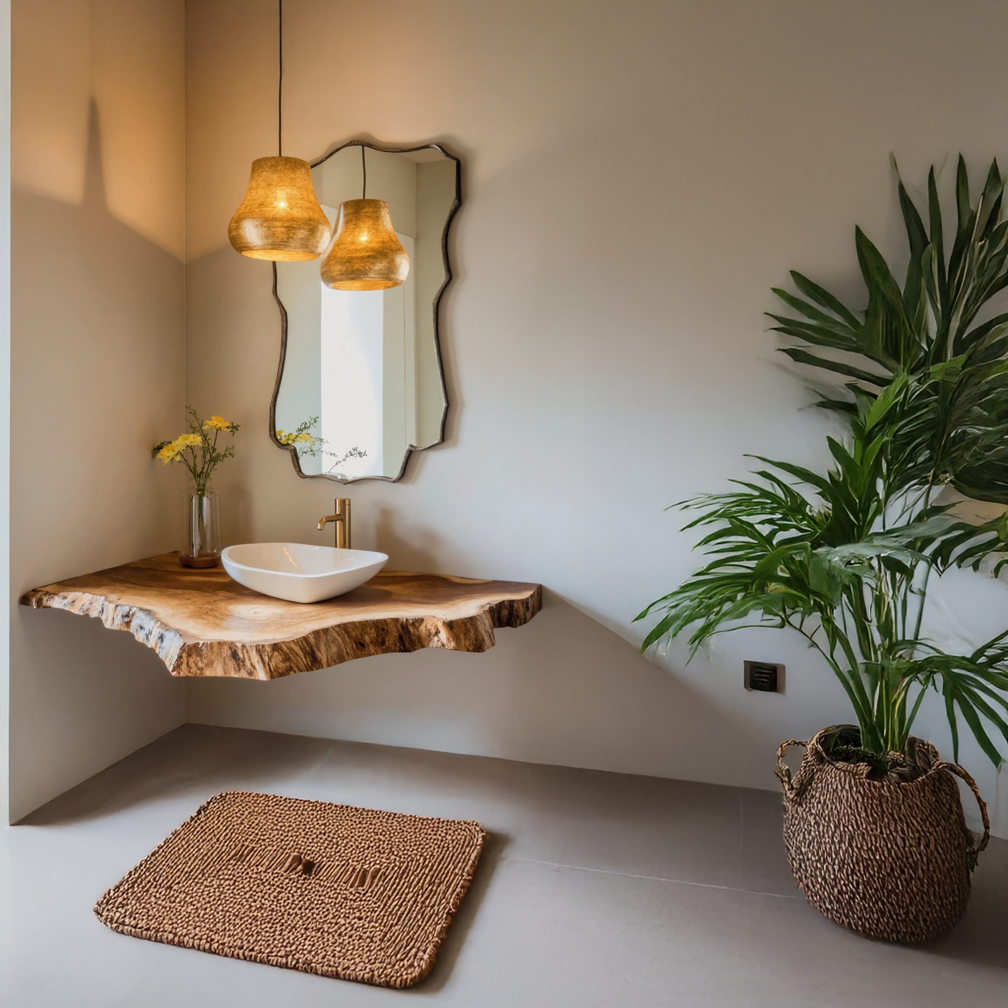 Handcrafted Rustic Bathroom Floating Shelf With Natural Wood Finish SILDTBRV111