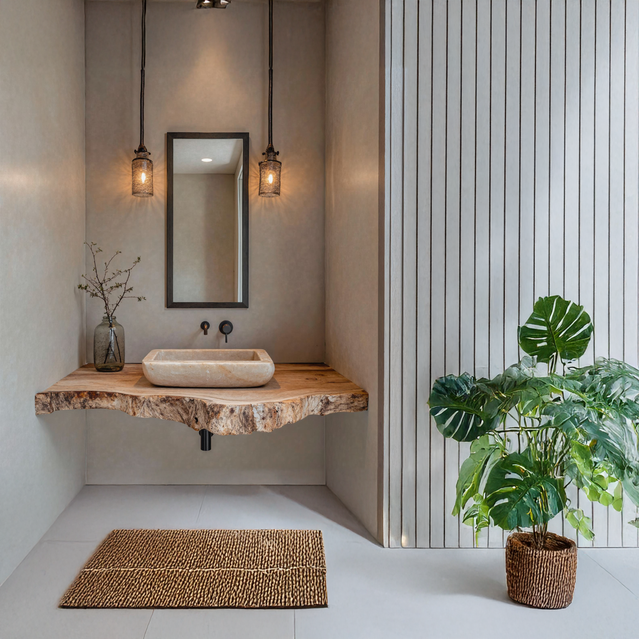 Rustic Farmhouse Bathroom Floating Shelf With Live Edge SILDTBRV113