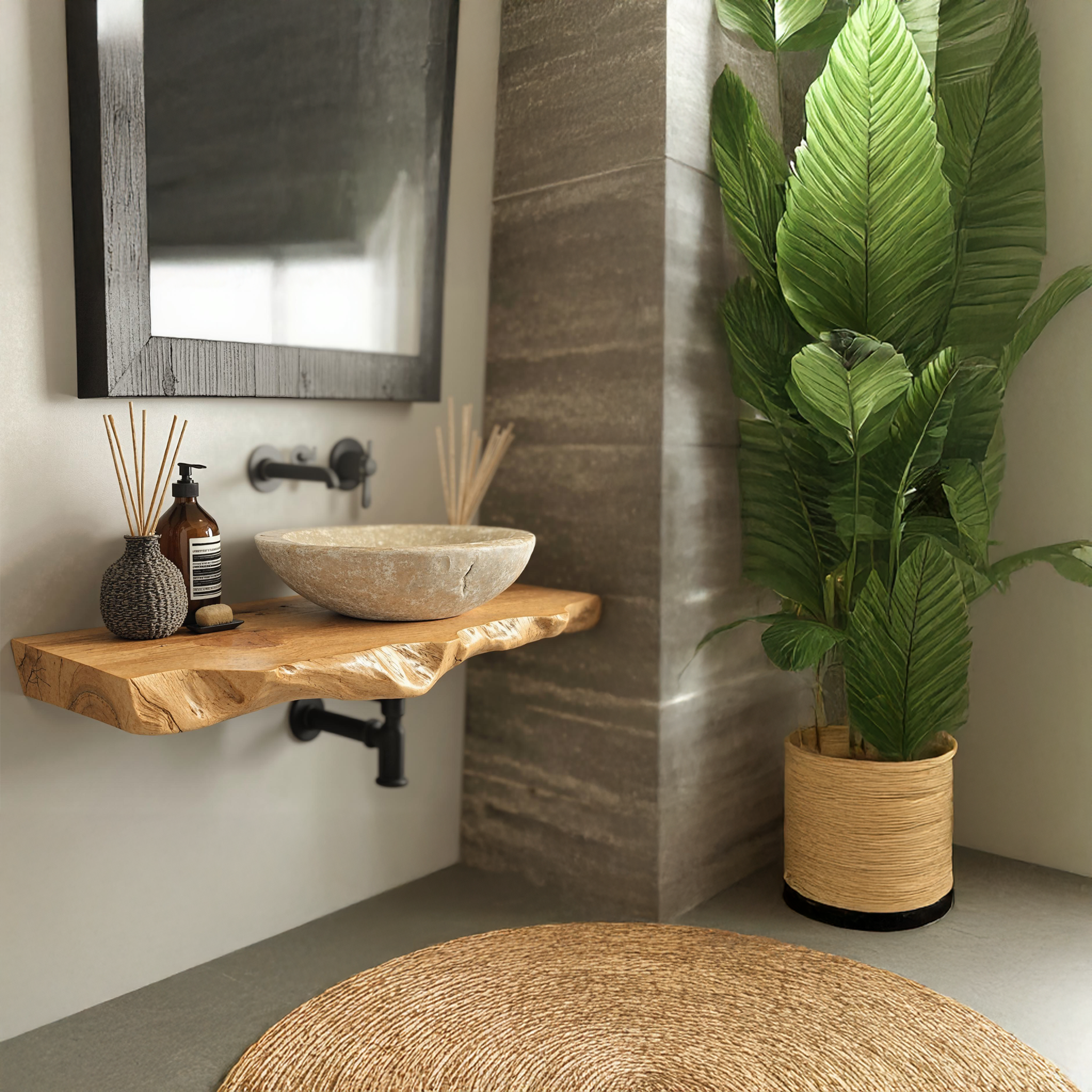 Floating Wood Bathroom Vanity Shelf SILDTBRV032