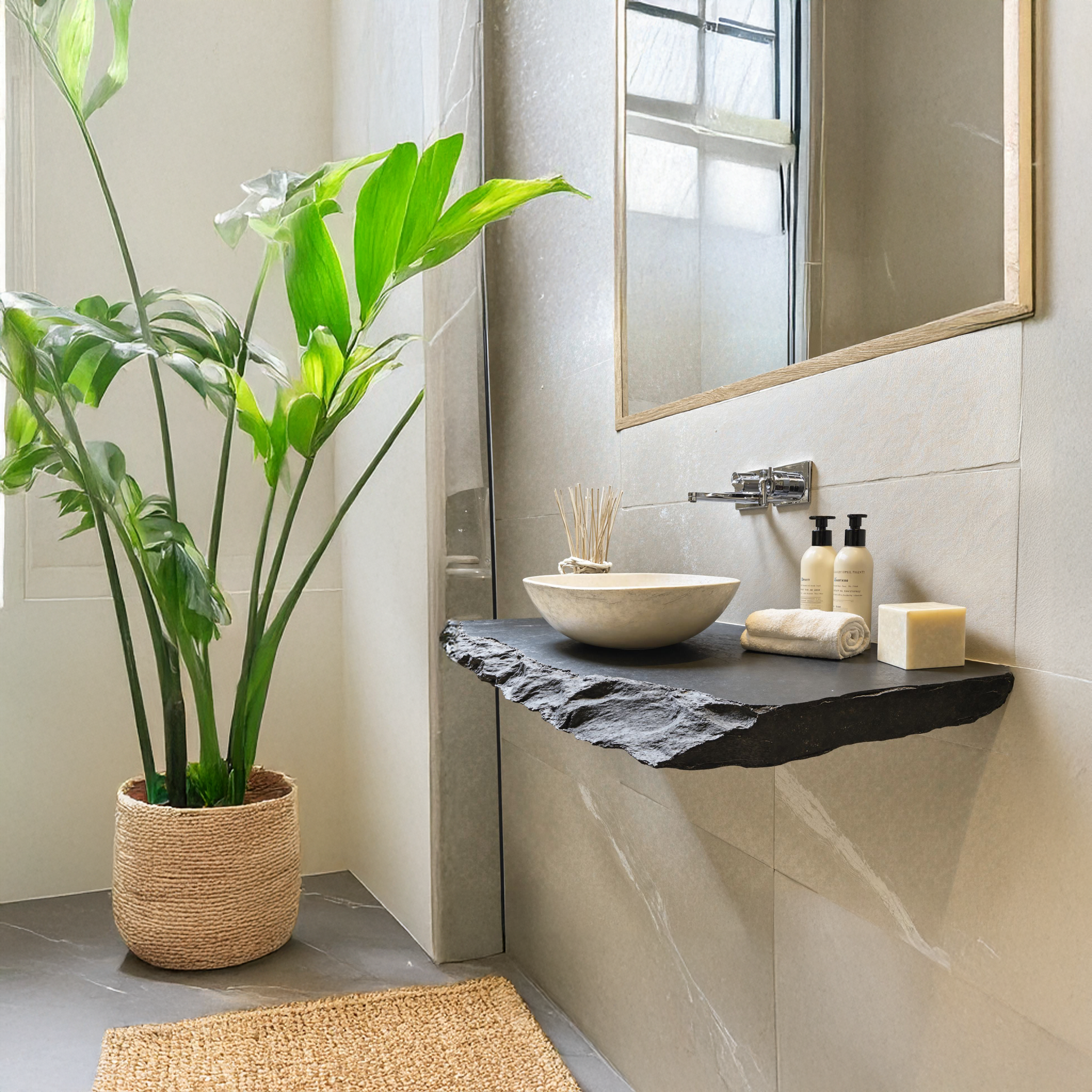 Rustic Wood Bathroom Vanity Shelf SILDTBRV035