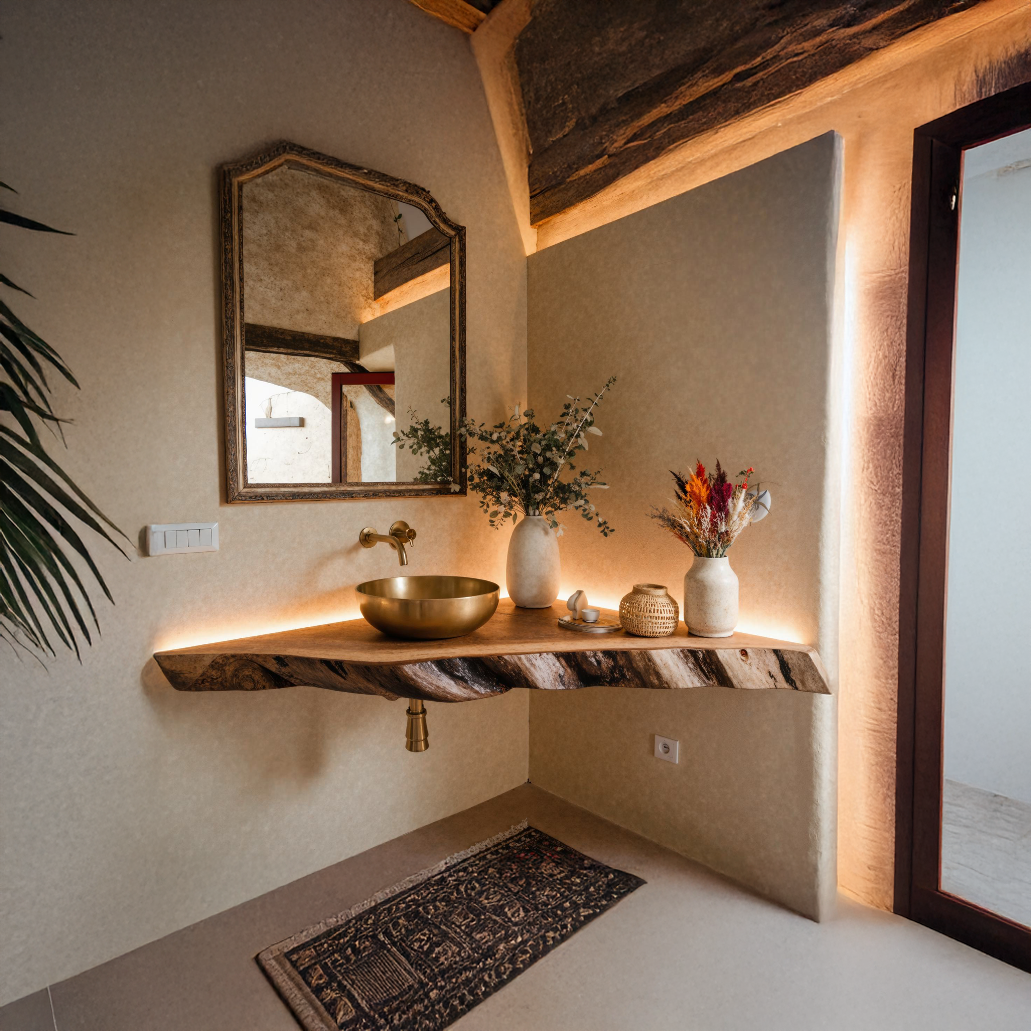 Wooden Corner Bathroom Floating Shelf SILDTBRV077
