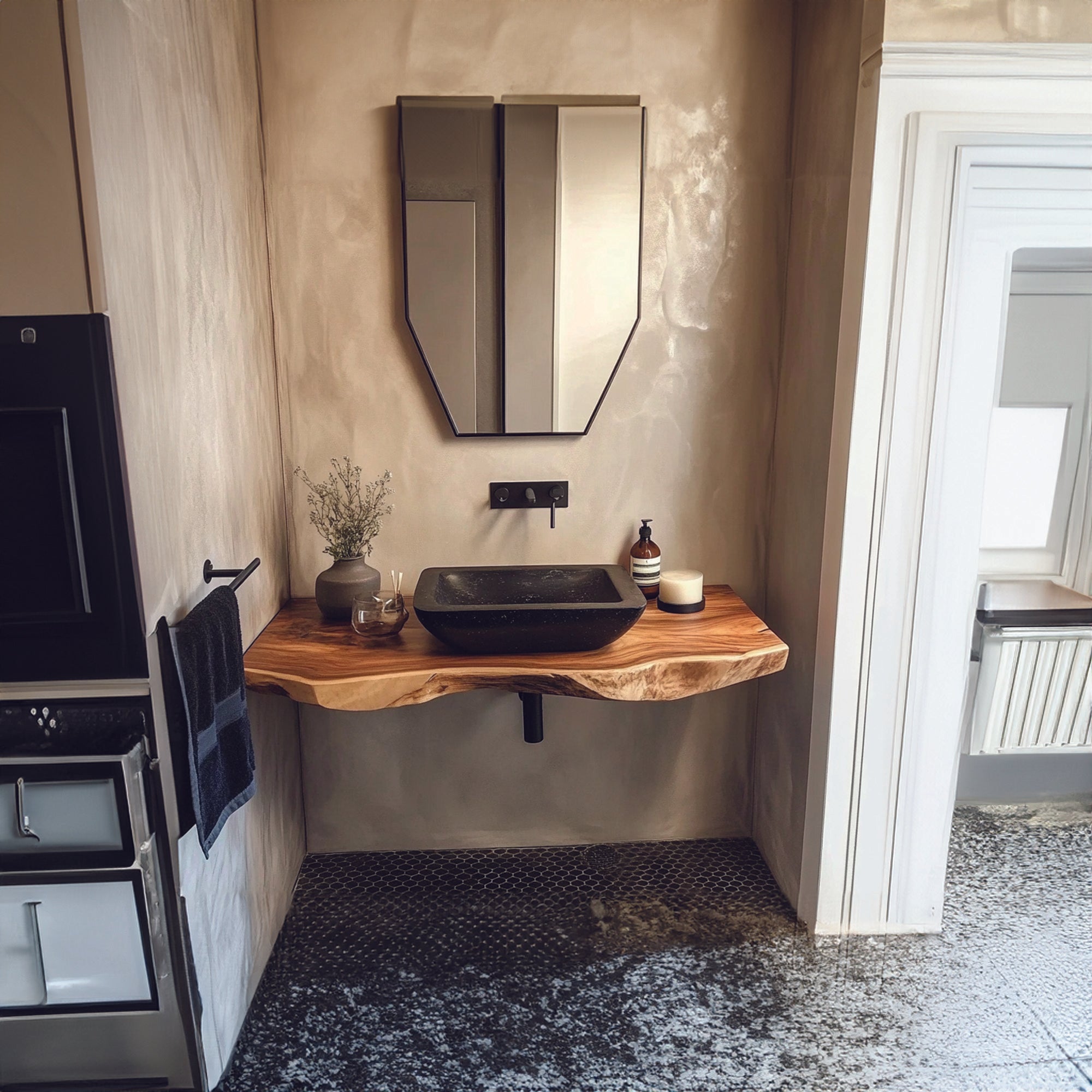 Midcentury Bathroom Vanity Floating Hallway SINLBRV046