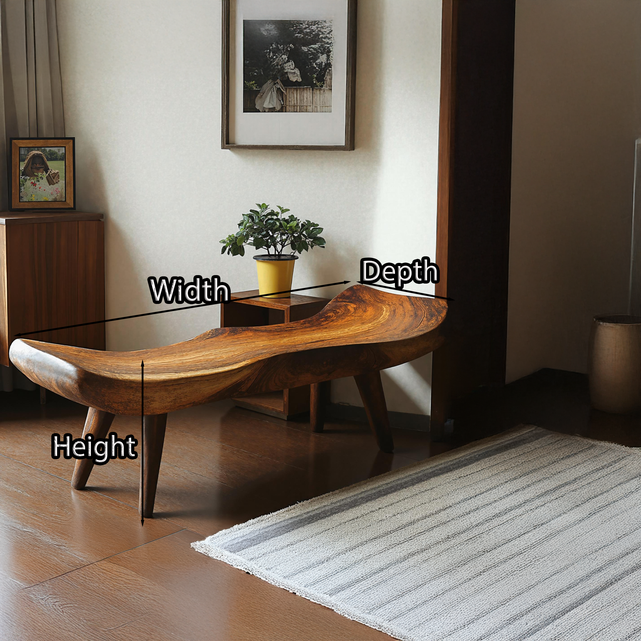 Rustic Wooden Bench With Simple Design For Home Comfort SILDTWB017