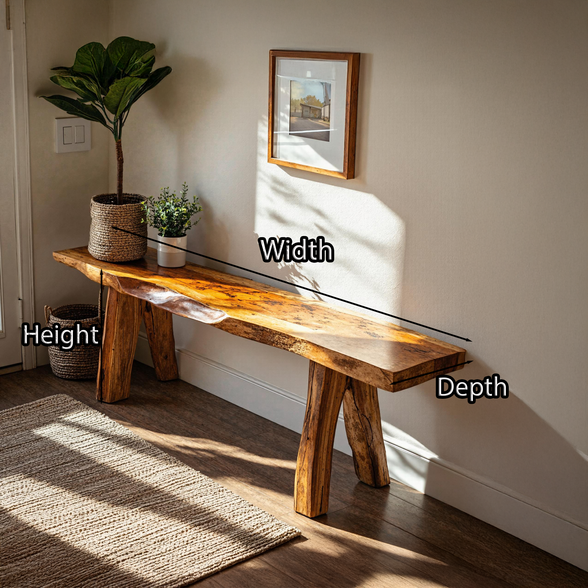 Large Wooden Bench For Seating With Natural Finish SILDTWB008