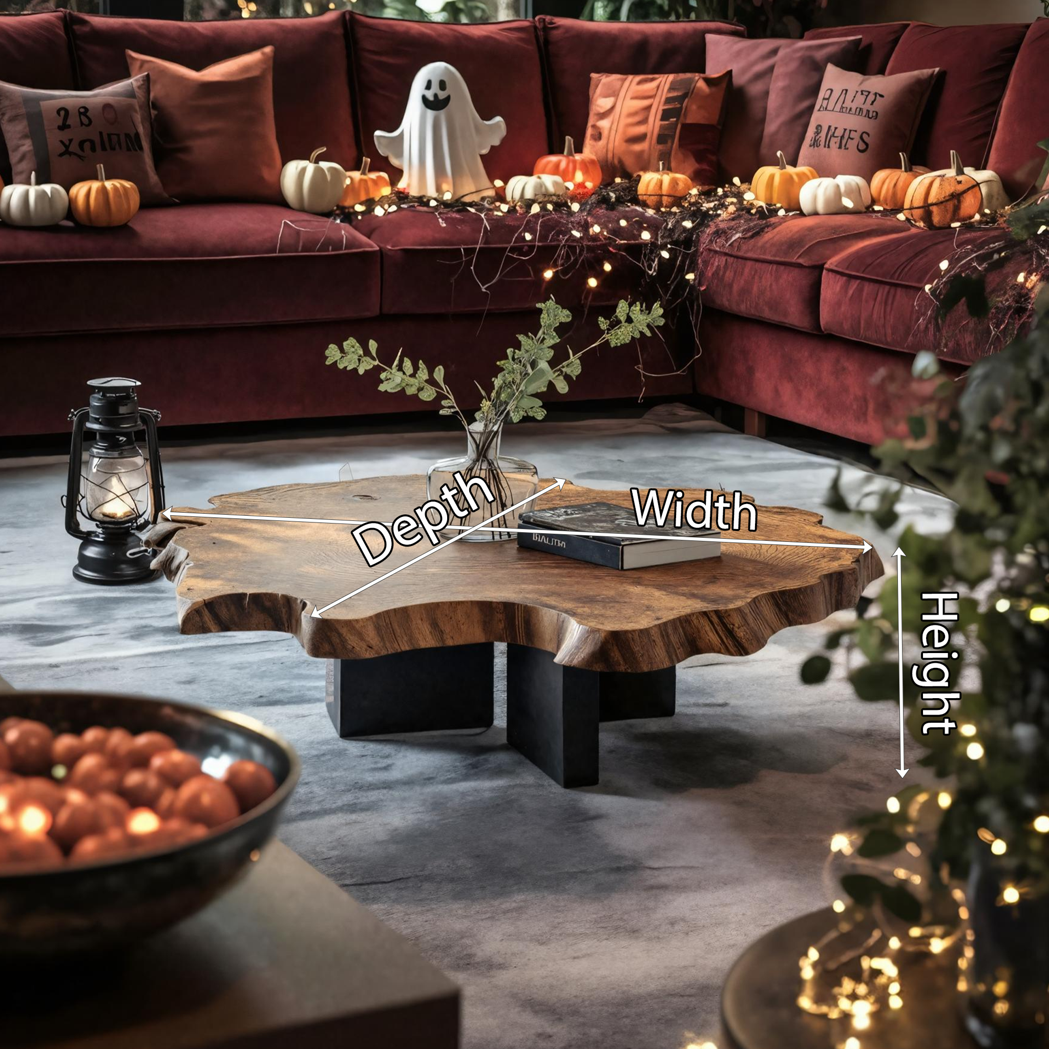 Mid Century Solid Wood Coffee Table For Living Room Decor Halloween Theme SILDTTNHCF005