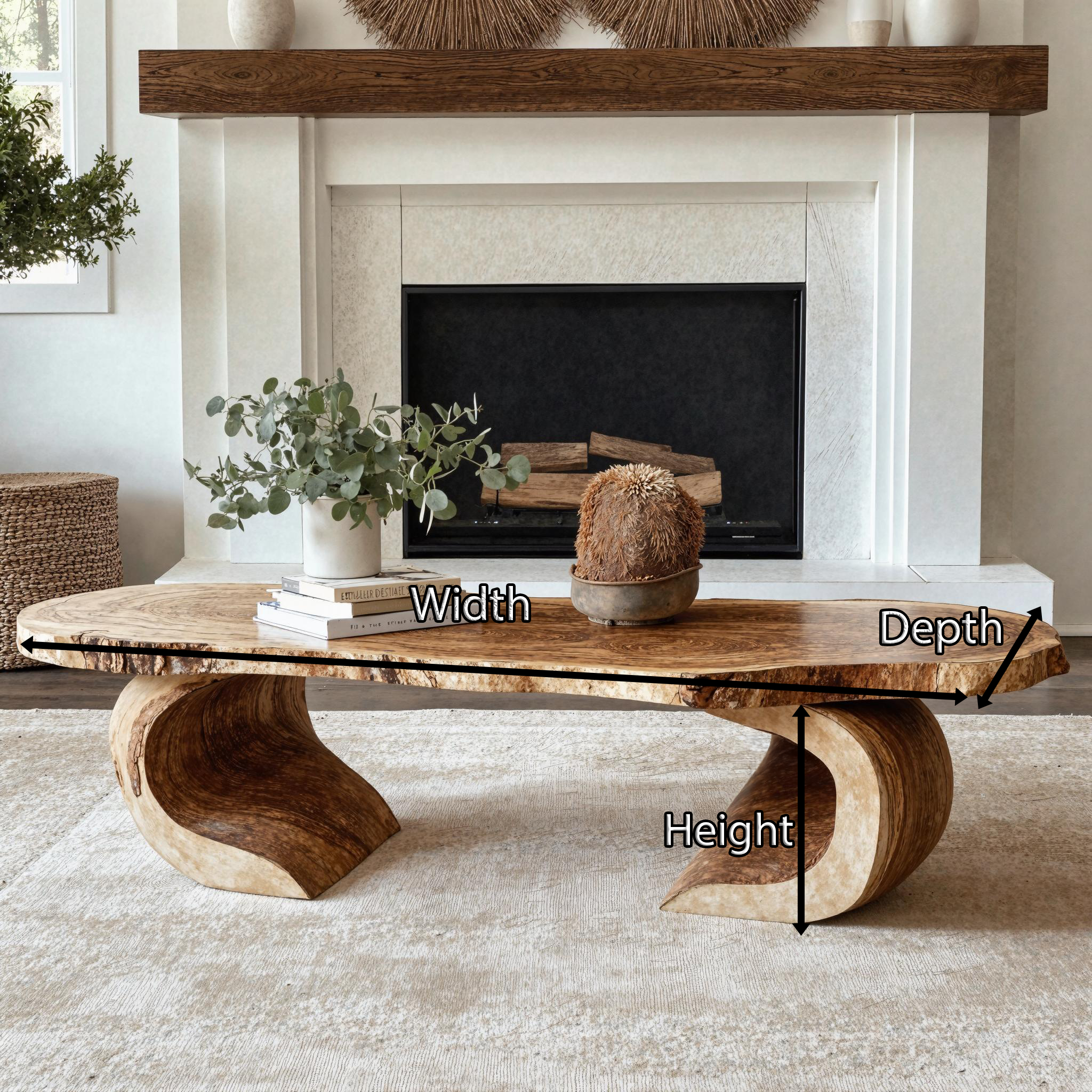 Vintage Natural Wood Coffee Table Cozy Living Room SILDTCF101