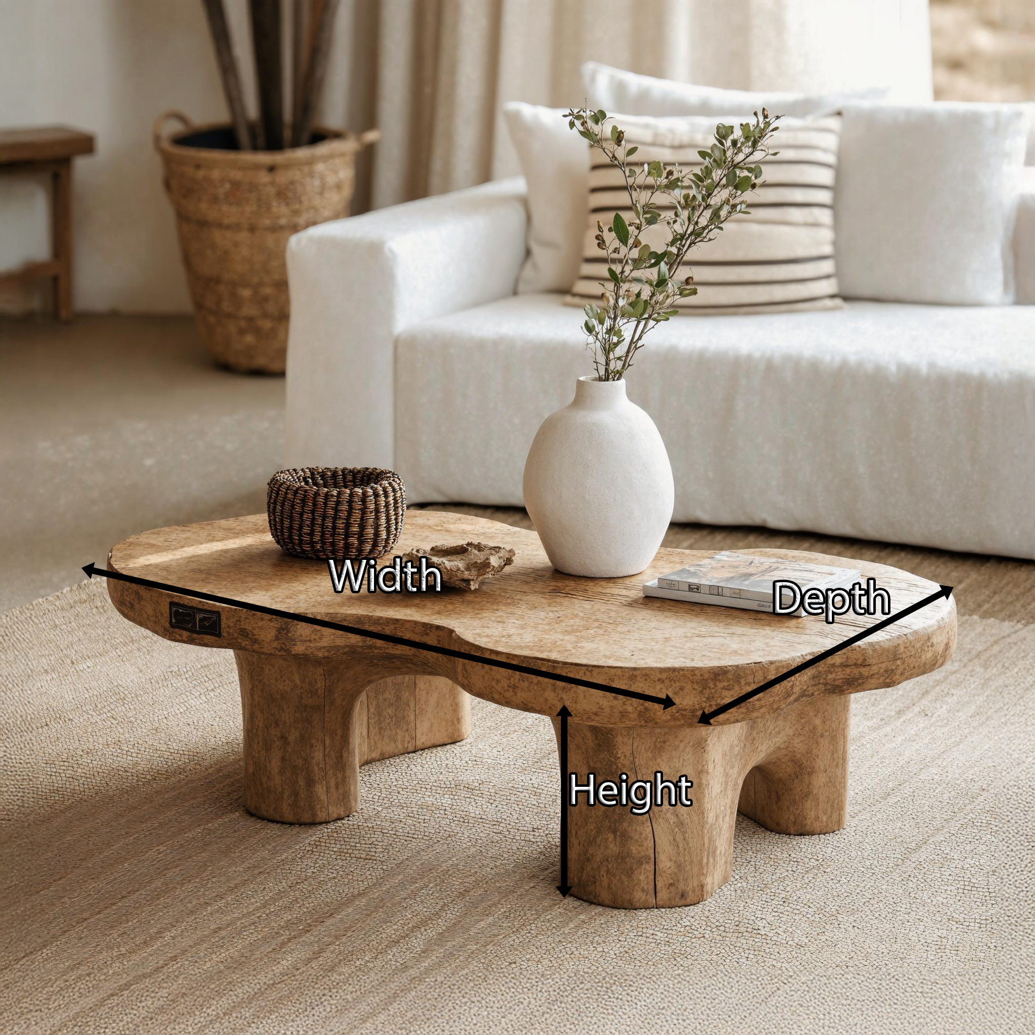 Natural Finish Wood Coffee Table For Organic Home Decor SILDTCF095