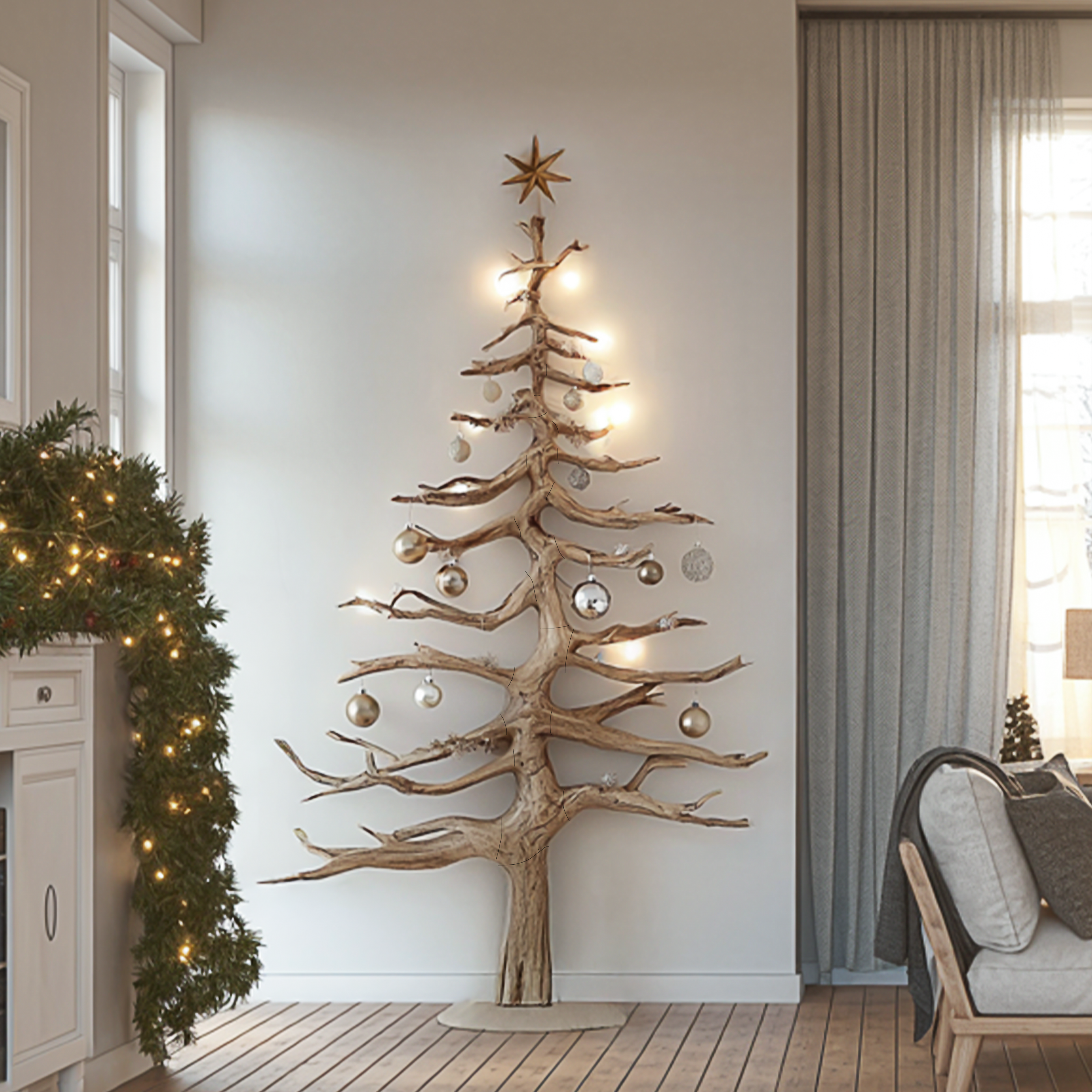 Rustic Christmas Tree Wall Decor Living Room SINLSATB583