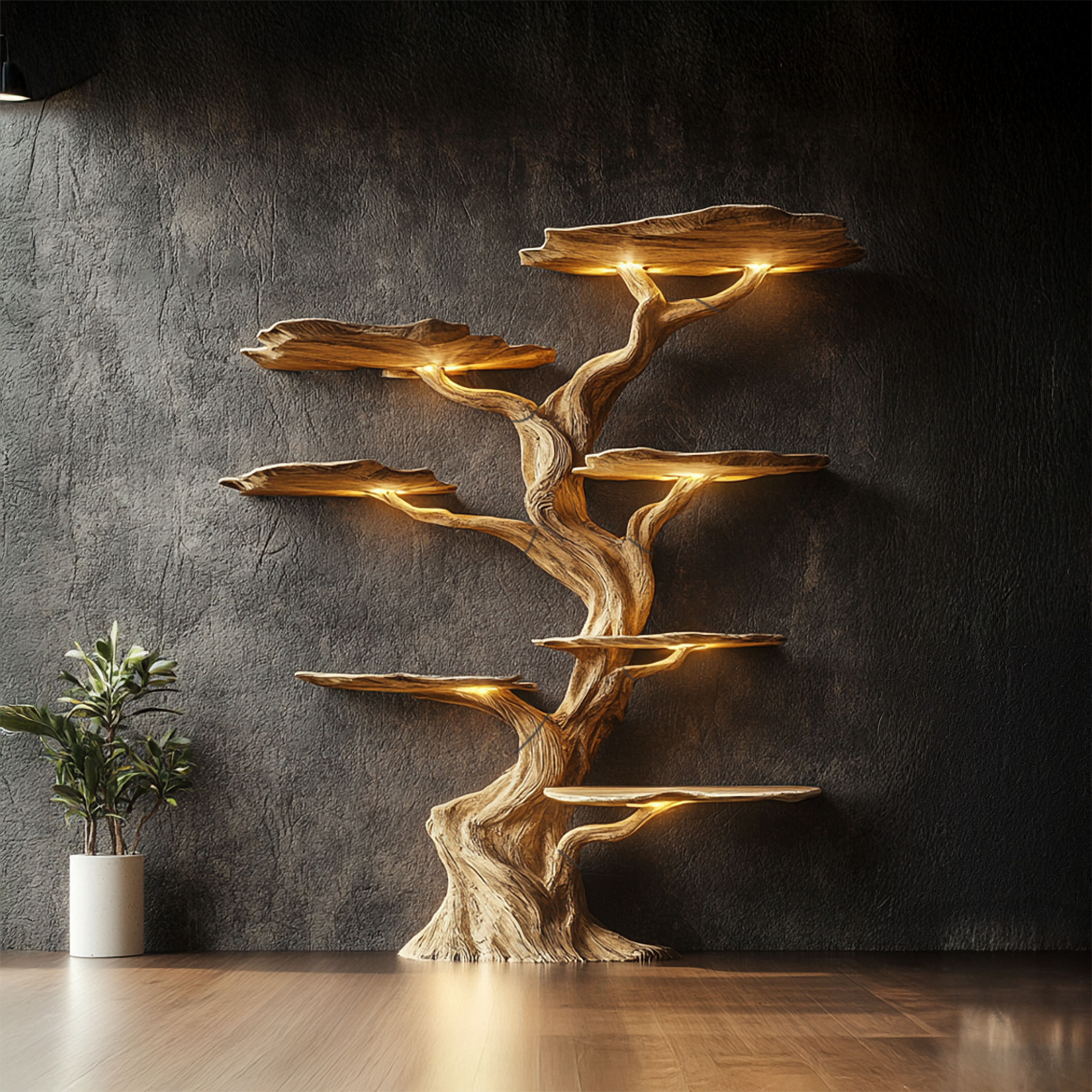 Modern Tree Bookshelf Wood Handmade Natural Gift SINLSATB191