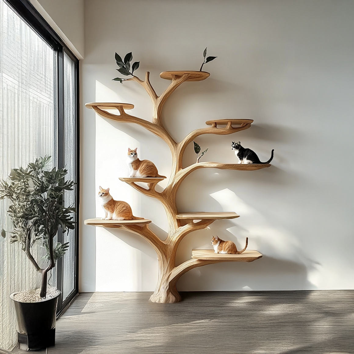 Scandinavian Cat Tree with Multi Level Design Cats Home Decor SINLSATT069