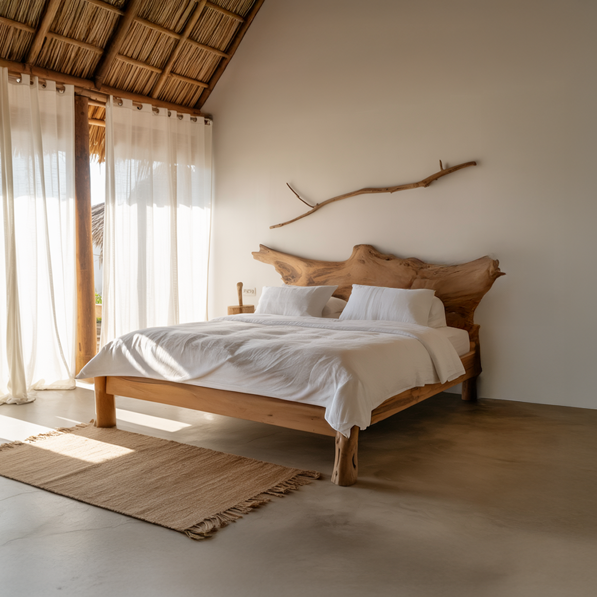 Rustic Live Edge Bed Modern Seaside Bedroom SINLSAWB064