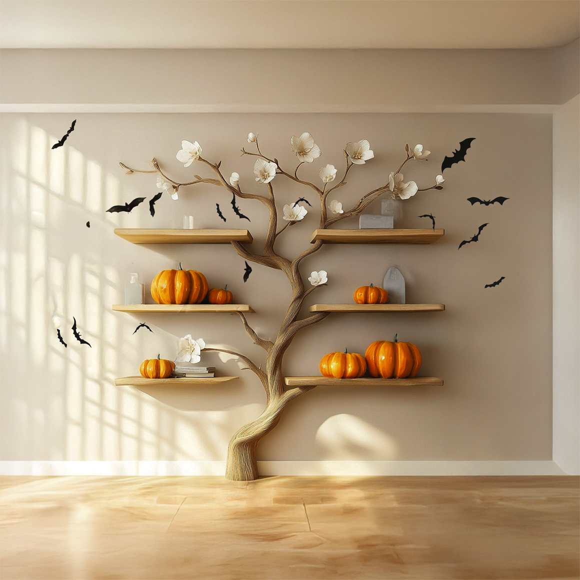 Tree Branch Bookshelve Wooden Natural Gift Halloween SINLSAHW006