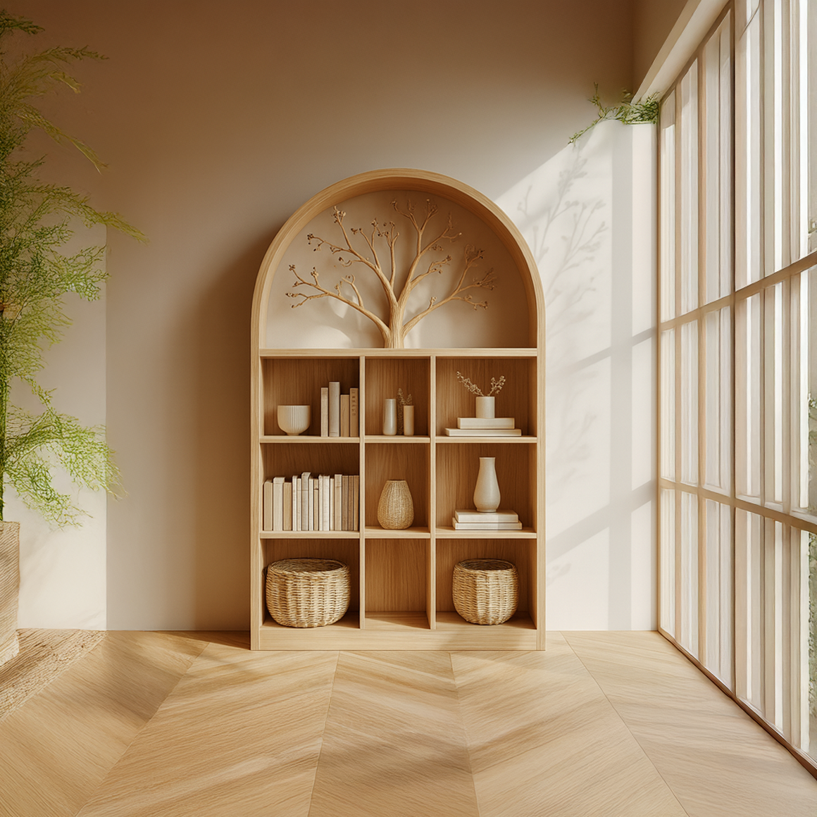 Scandinavian Rustic Tree Accent Storage Cabinet Living Room And Hallway SINLSASC238