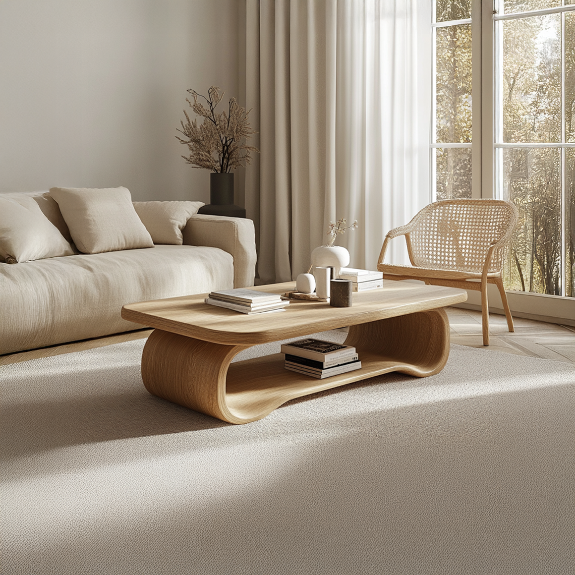 Scandinavian Curved Coffee Table Living Room Or Lounge Room SINLSACF224