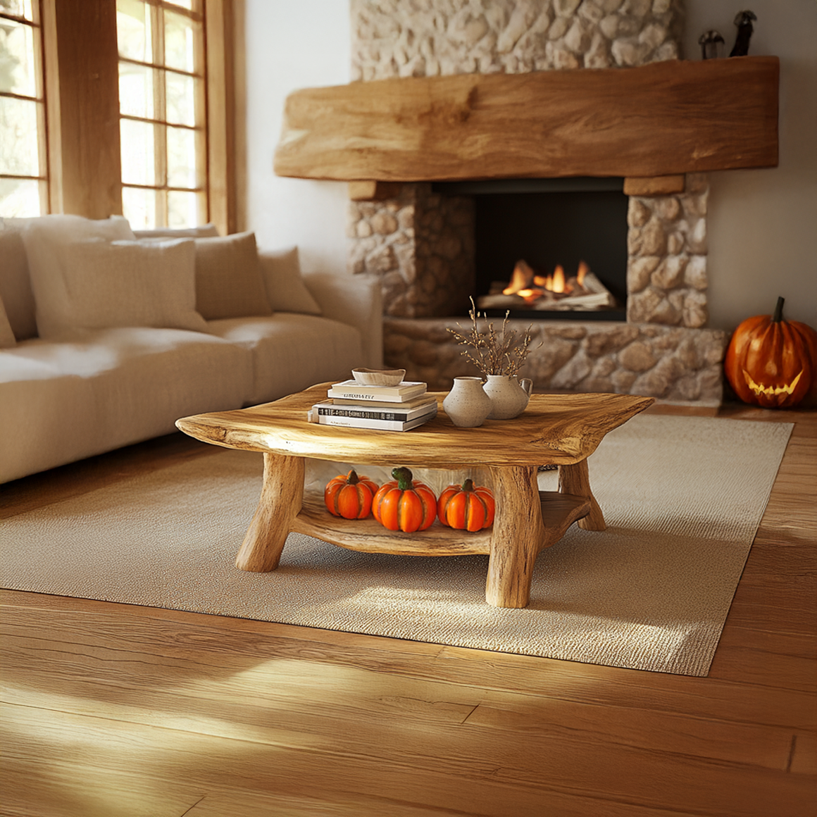 Rustic Natural Coffee Table Living Room And Cabin Room SINLSACF226