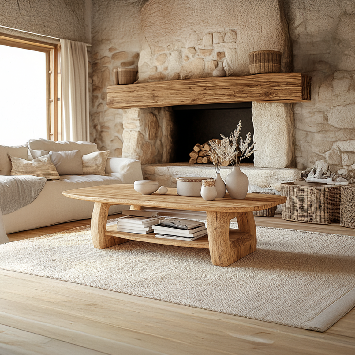 Rustic Organic Coffee Table Living Room Or Cottage Room SINLSACF229