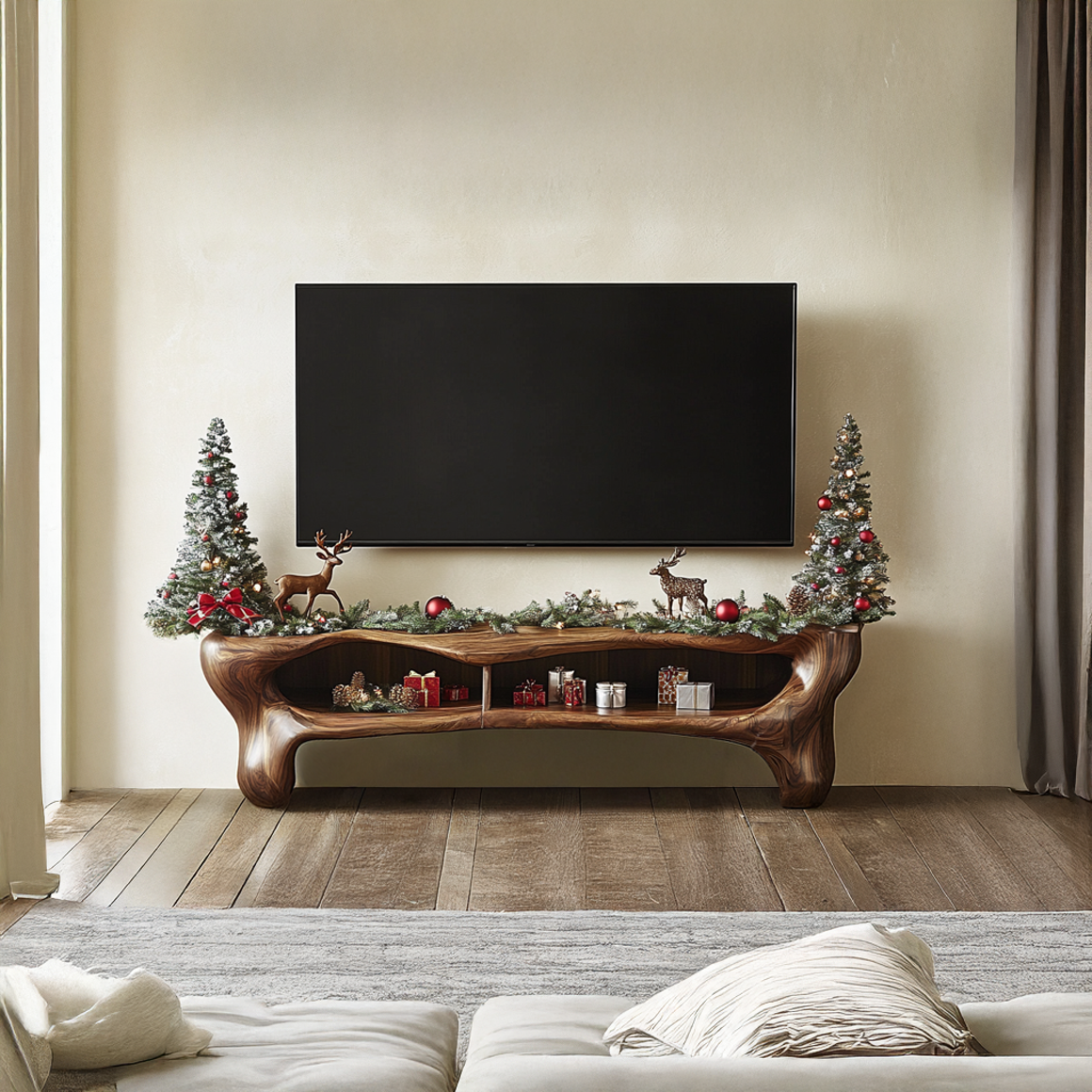Rustic Christmas TV Cabinet Festive Living Room SINLSASC216