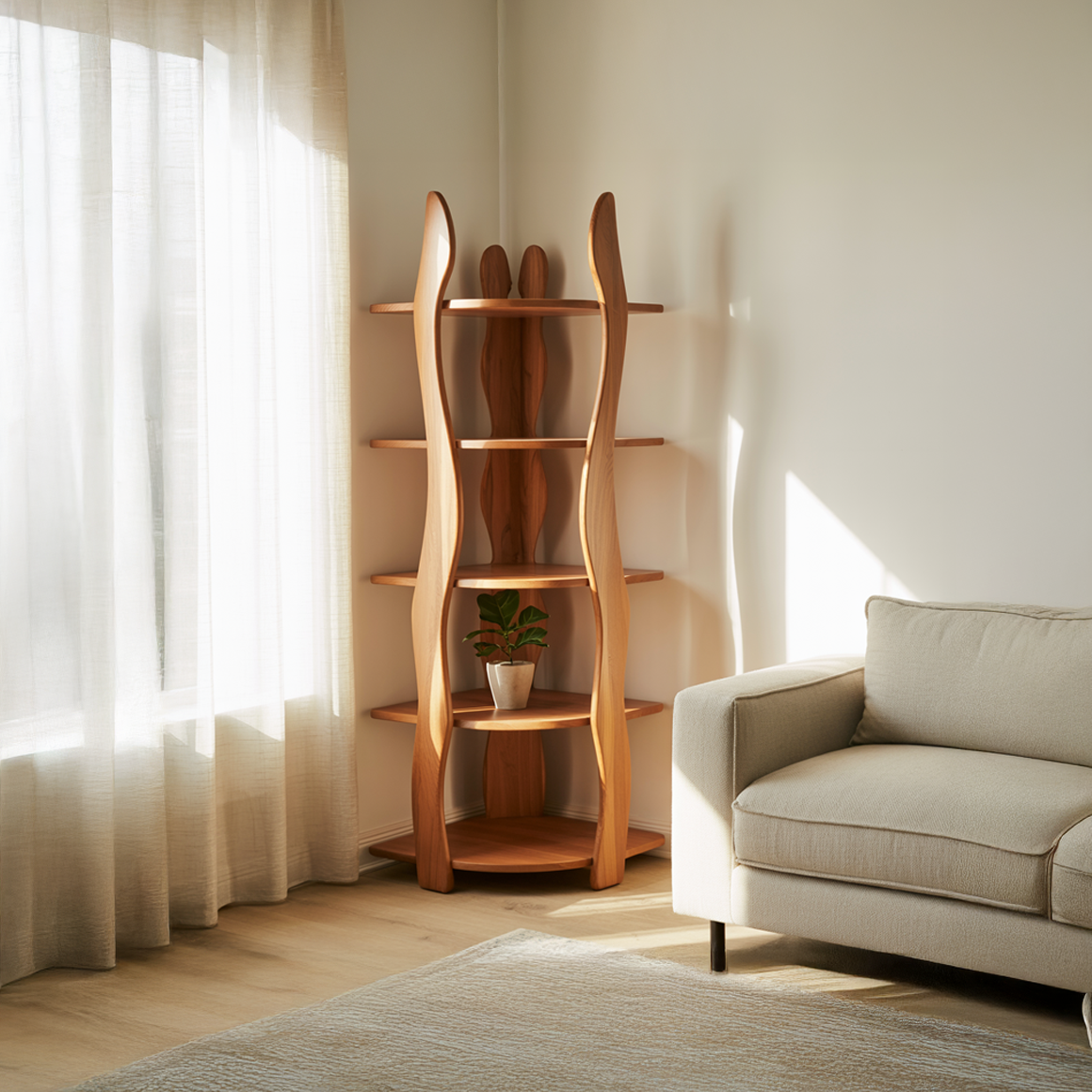 Organic Modern Sculptural Corner Shelf Living Room Or Office SINLSASC303