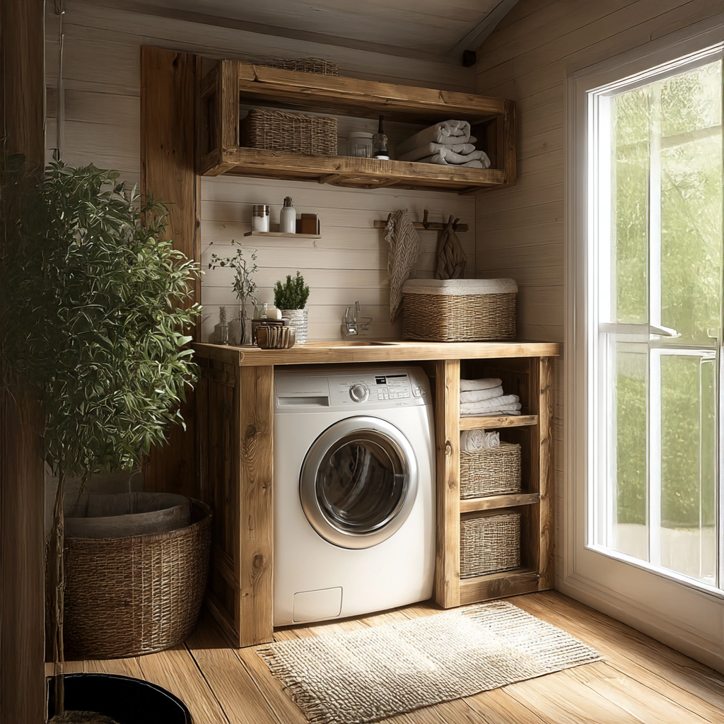 Laundry Nook Shelf Solid Wood Rustic Style Gift SINLSALN001