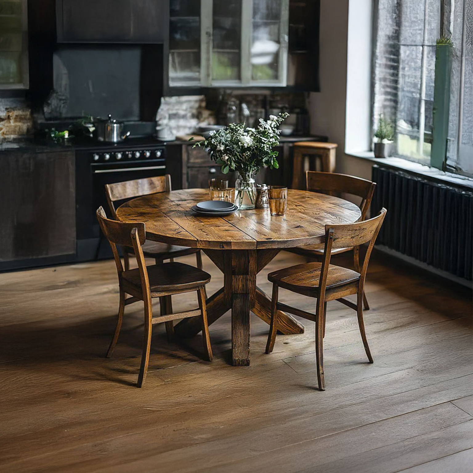 Rustic Round Dining Table Small Dining Room SINLSADT074