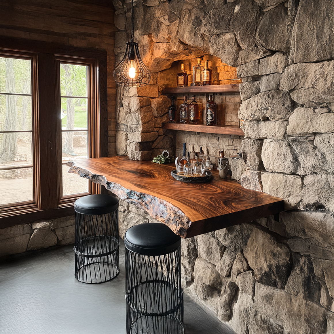 Rustic Live Edge Floating Shelf Bar Countertop Display SINLSAFL172