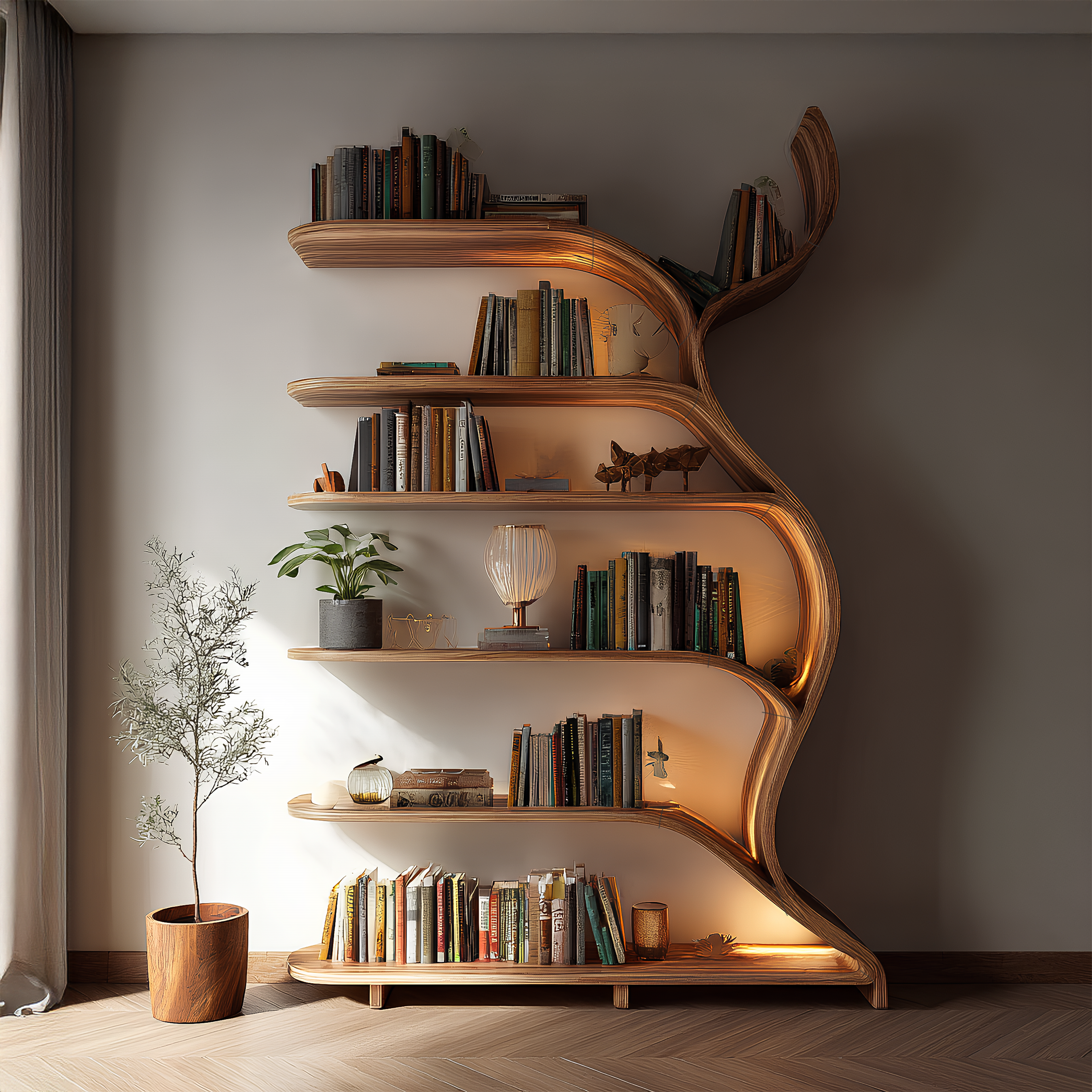 Tree Branch Bookshelf Solid Wood Farmhouse Wall Gift SINLSATB188