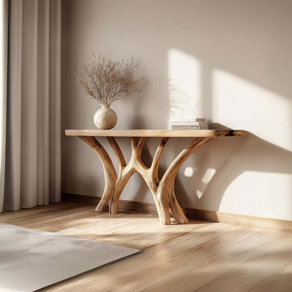 Live Edge Solid Wood Console Table Handmade For Entryway SINLSACS323