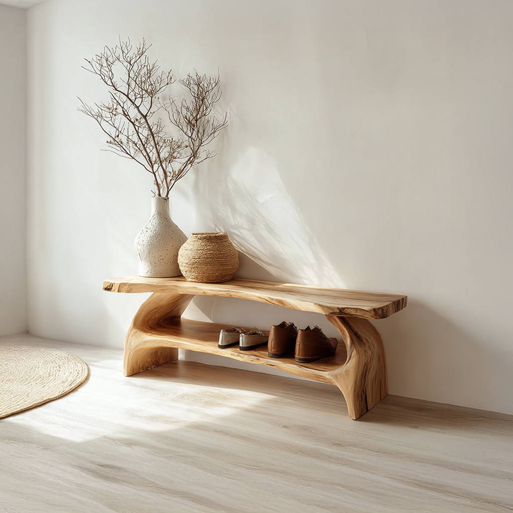 Rustic Entryway Shoe Bench Living Room SINLSASB031