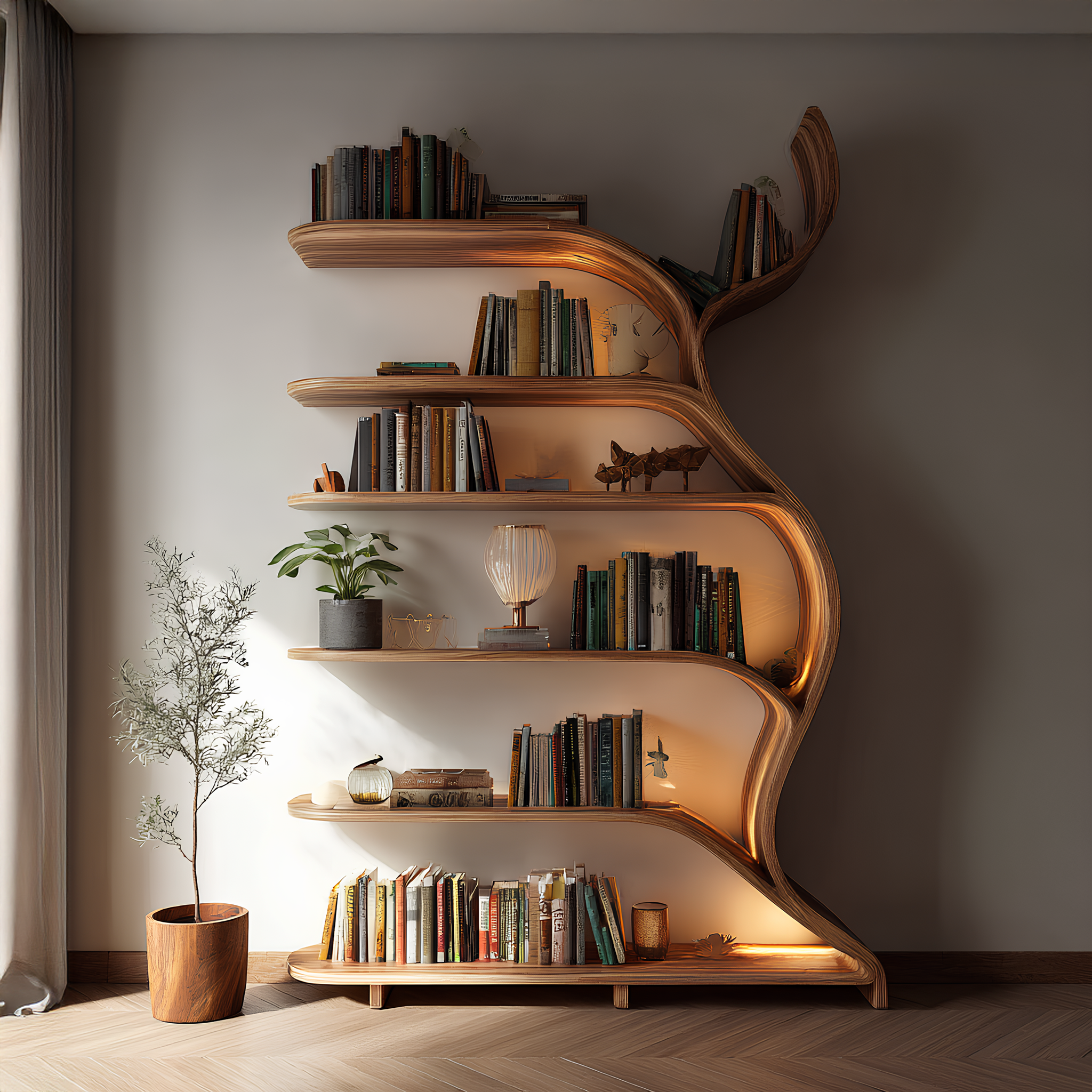 Tree Branch Bookshelf Solid Wood Farmhouse Wall Gift SINLSATB188